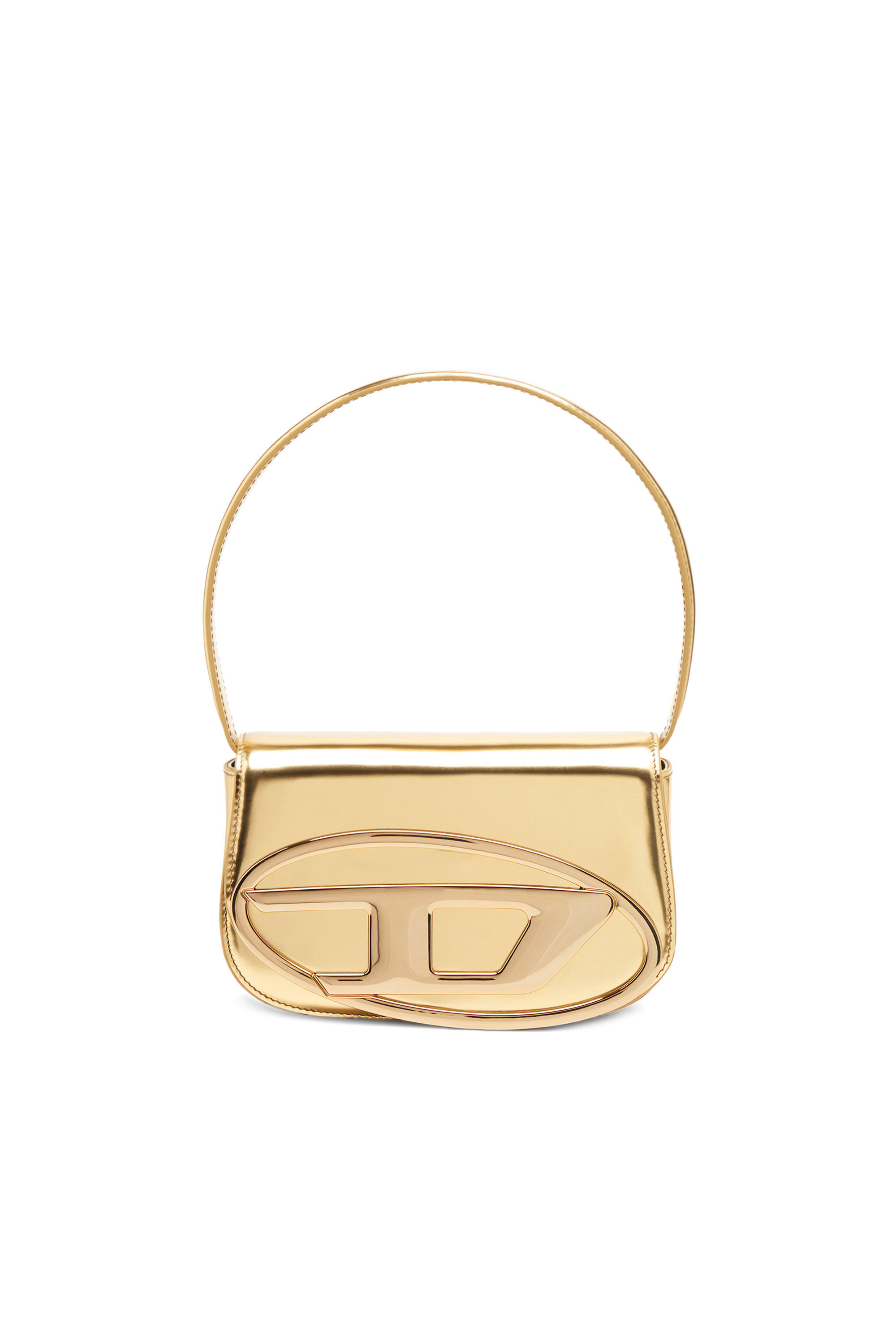 1DR Iconica borsa a spalla in pelle specchiata Donna Oro Diesel