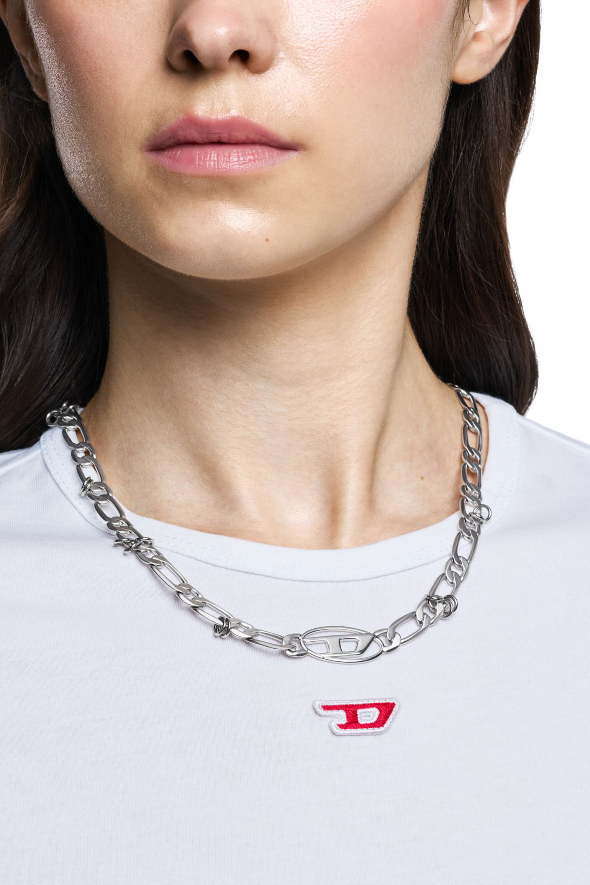 Diesel - DX1600040, Collana a catena in acciaio inox e ottone Unisex in Argento - 3