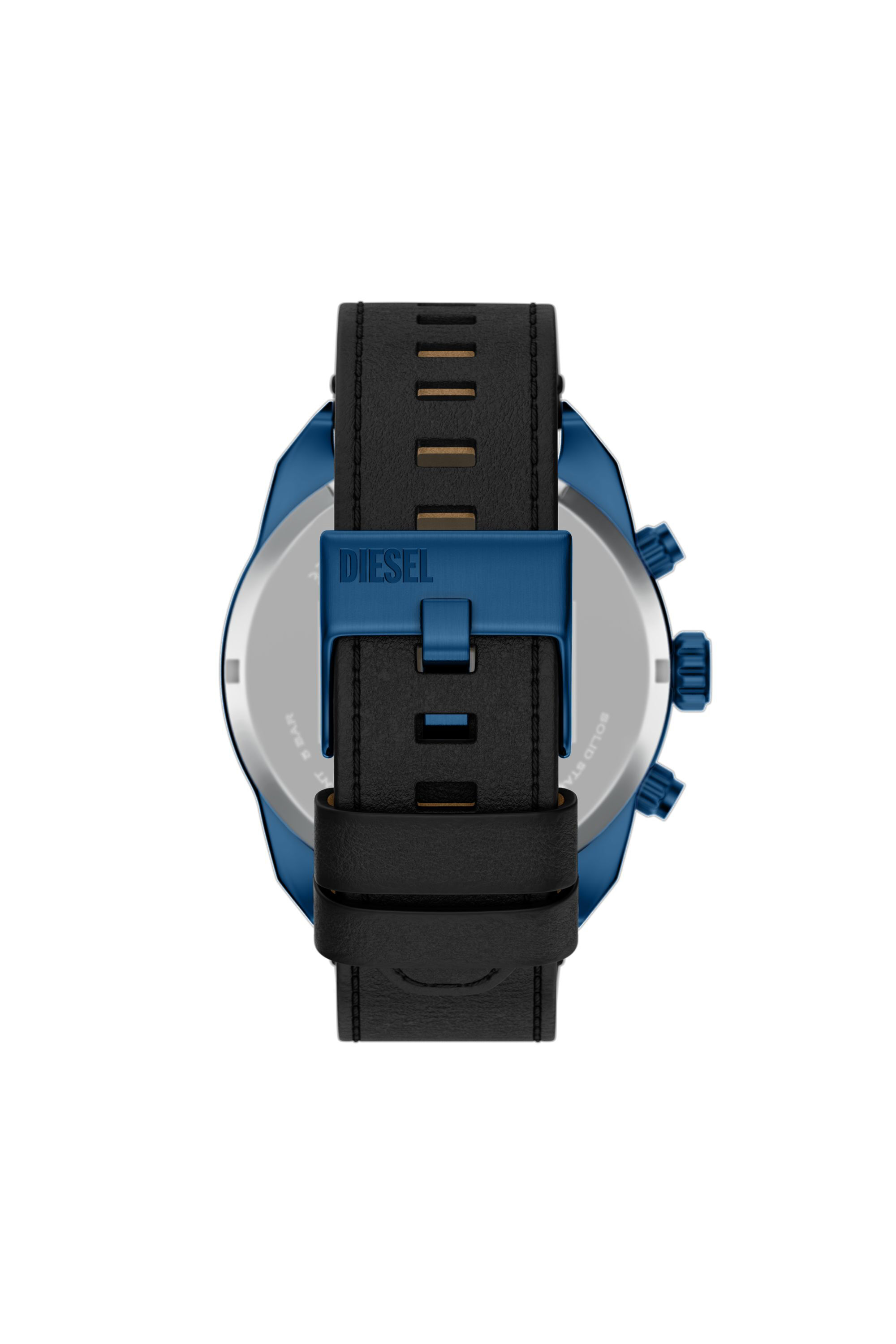 Men's Spiked Chronograph Black Leather Watch | Multicolor | Diesel
