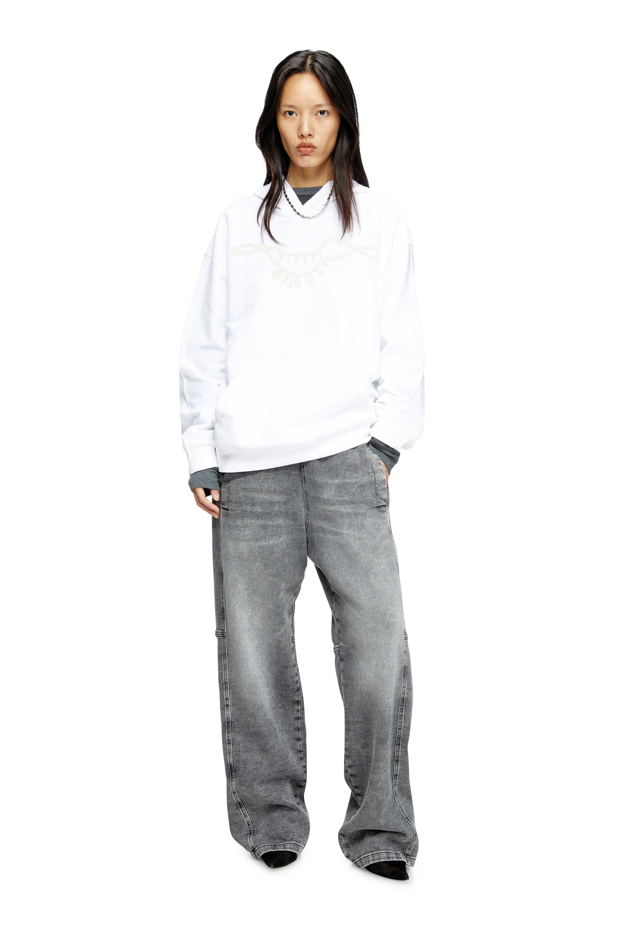 Diesel - S-BOXT-HOOD-HOSHI, Hoodie con stampa collana Unisex in Bianco - 6