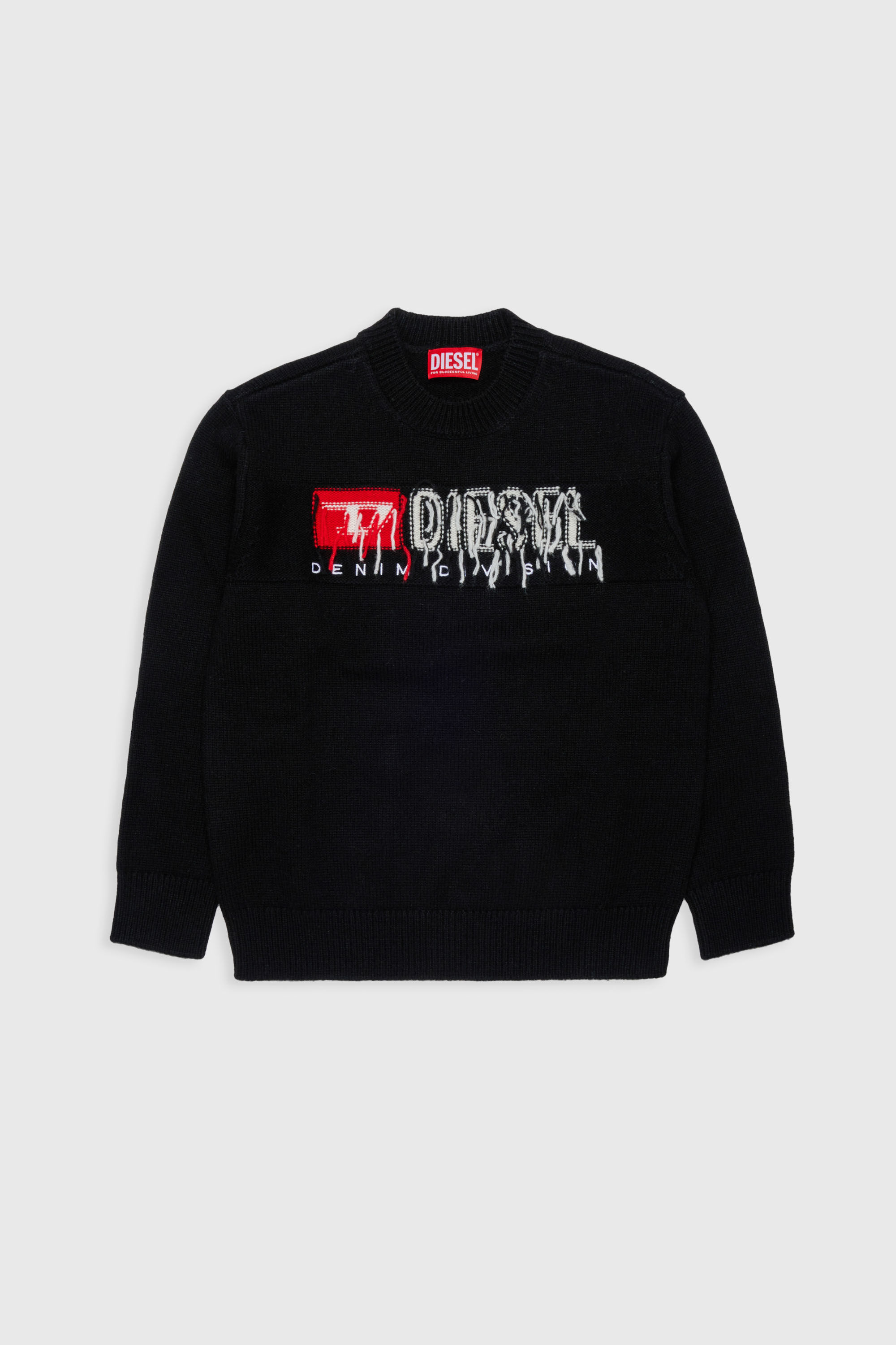 Diesel - KONZI OVER, Maglia in cachemire con logo destroyed Uomo in Nero - 1