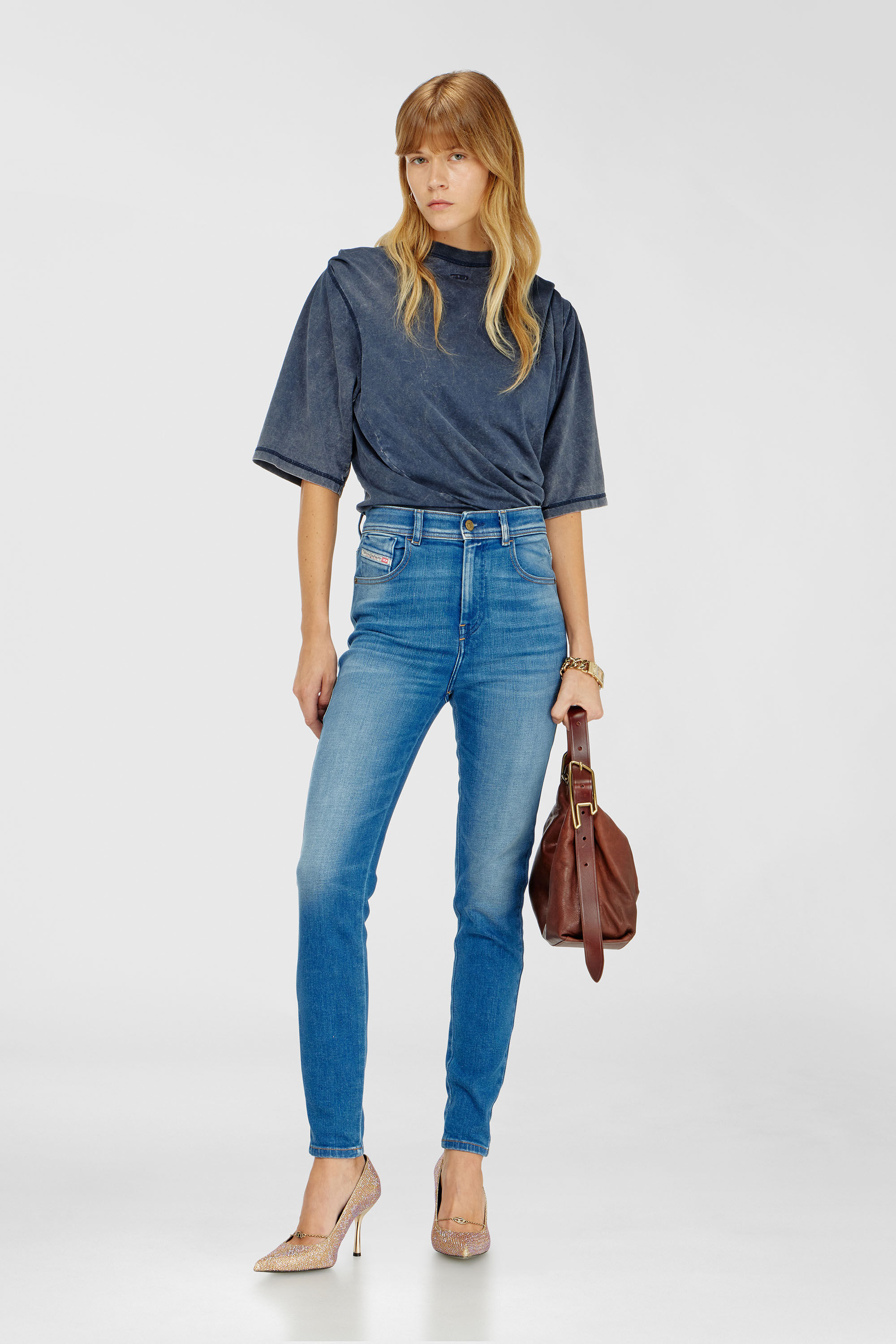 Diesel - Skinny Jeans 1984 Slandy-High 09Q79 Donna, Blu medio - Image 3
