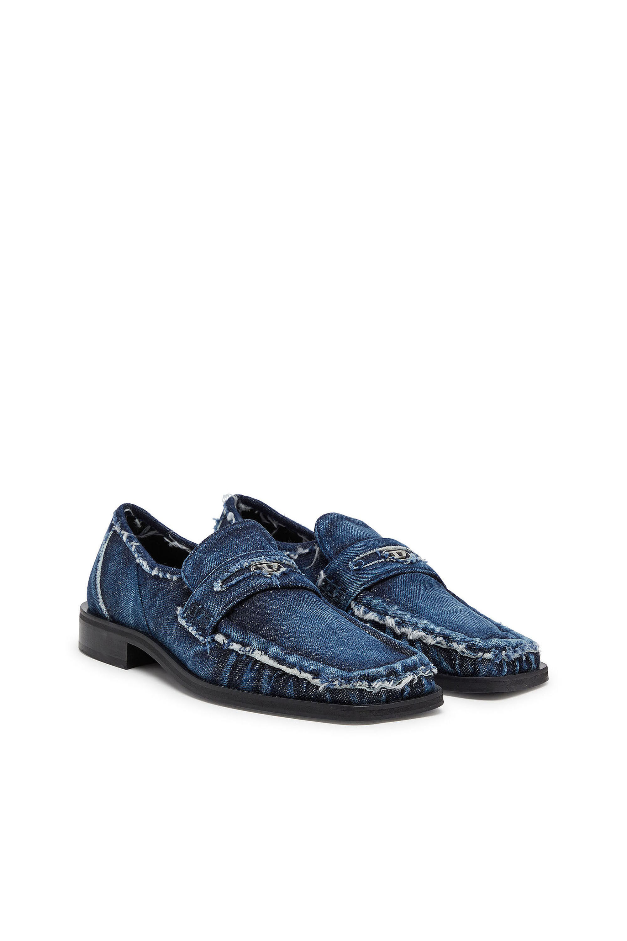 Diesel - D-AMBER LOAFER, D-Amber - Penny loafers in denim a taglio vivo Uomo in Blu - 2