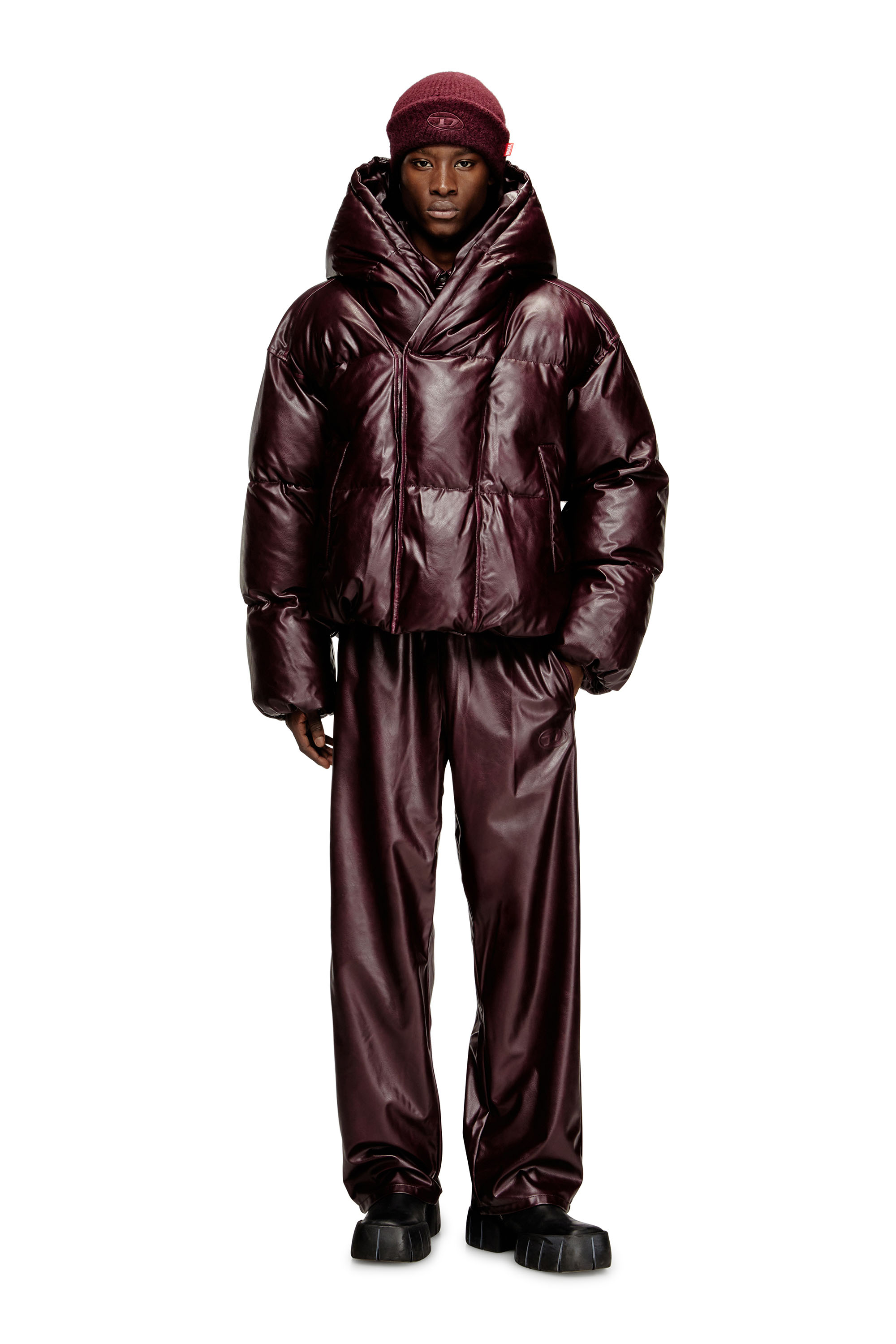 Diesel - FR-W-MYLEY, Piumino con cappuccio burgundy Uomo in Rosso - 2