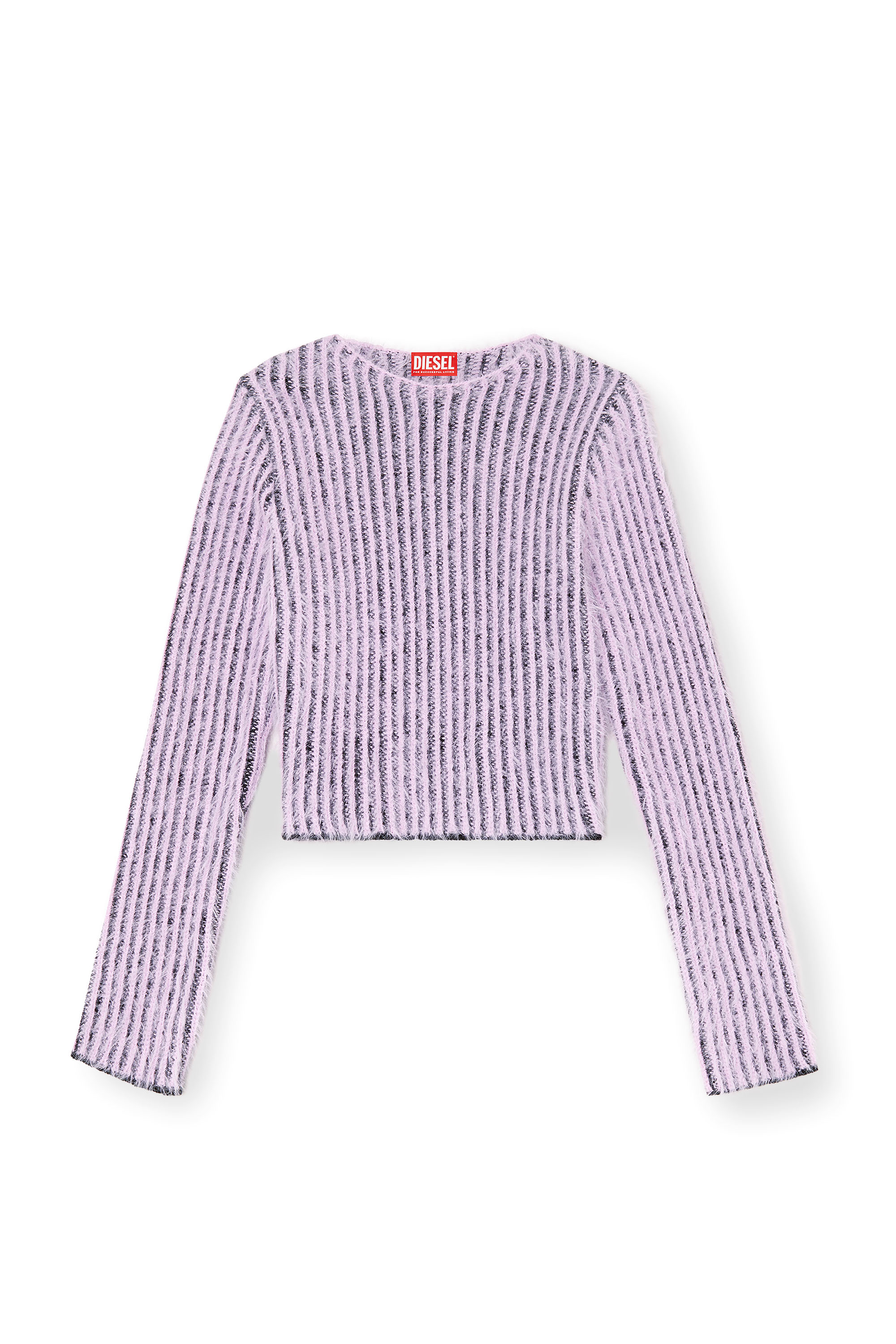 Diesel - M-TIGRE, Maglia fuzzy in misto lana a righe Donna in Viola - 3