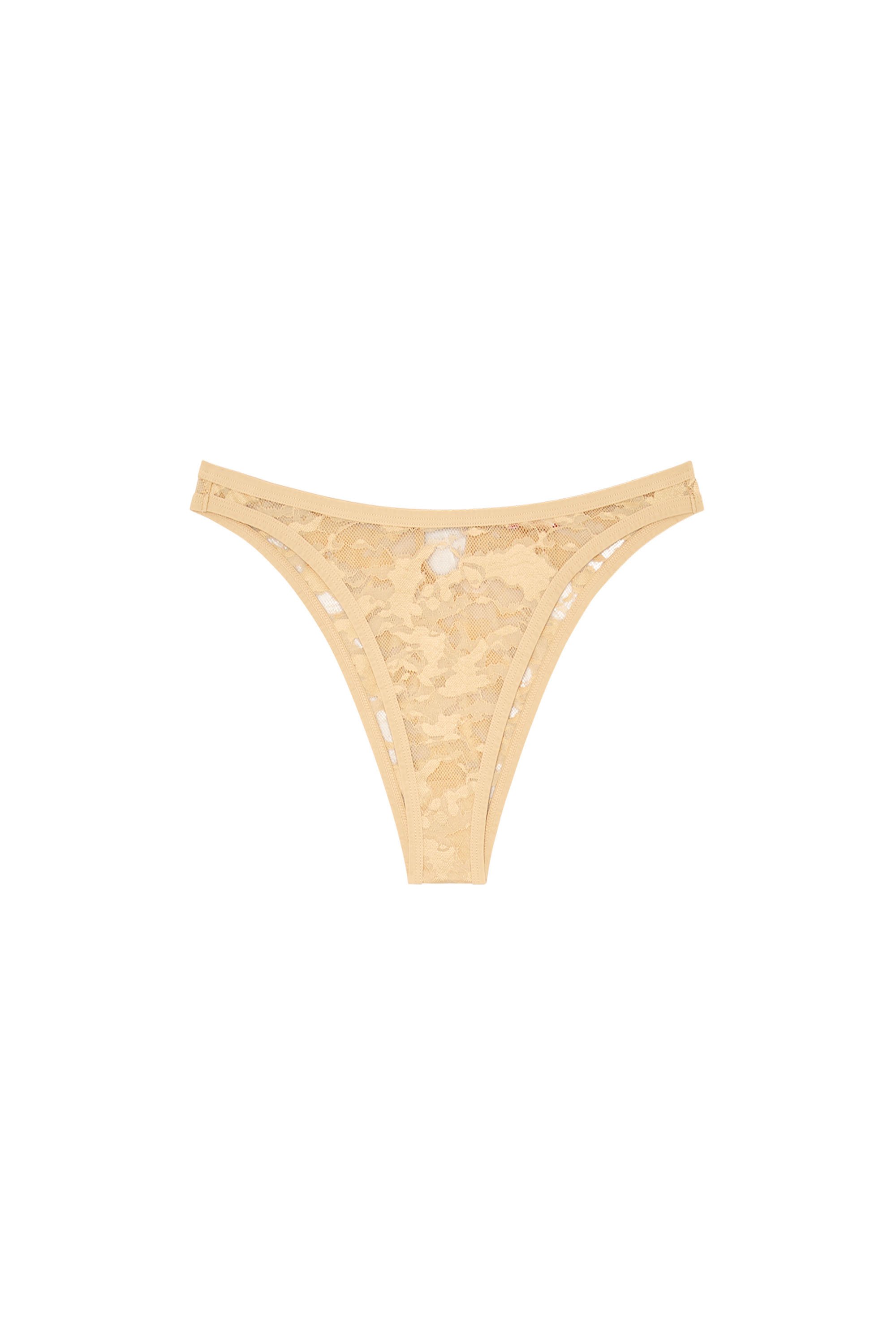 Diesel - UFPN-D-OVAL-PUNCHY-BRIEF, Slip in pizzo camouflage con placca Oval D Donna in Marrone - 4