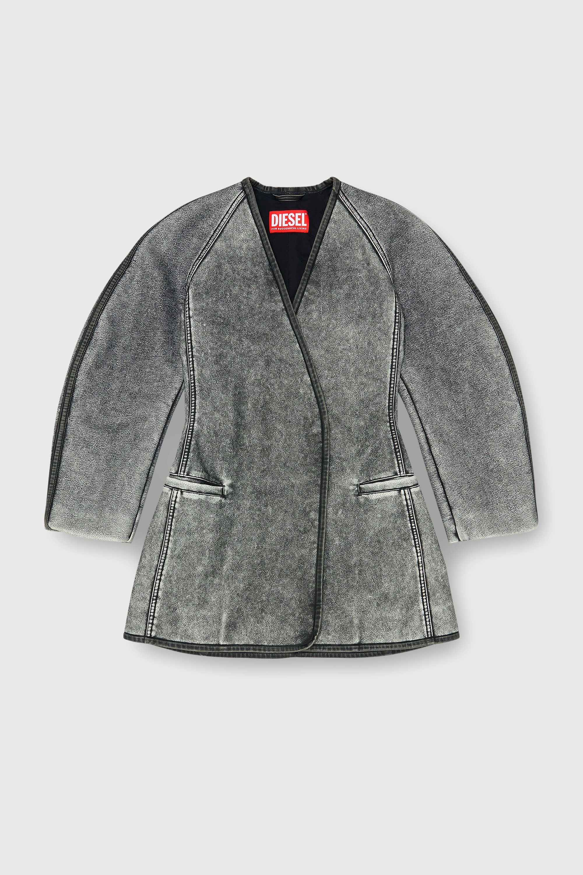 Diesel - G-ALAX, Giacca cardigan con maniche cocoon Donna in Grigio - 2