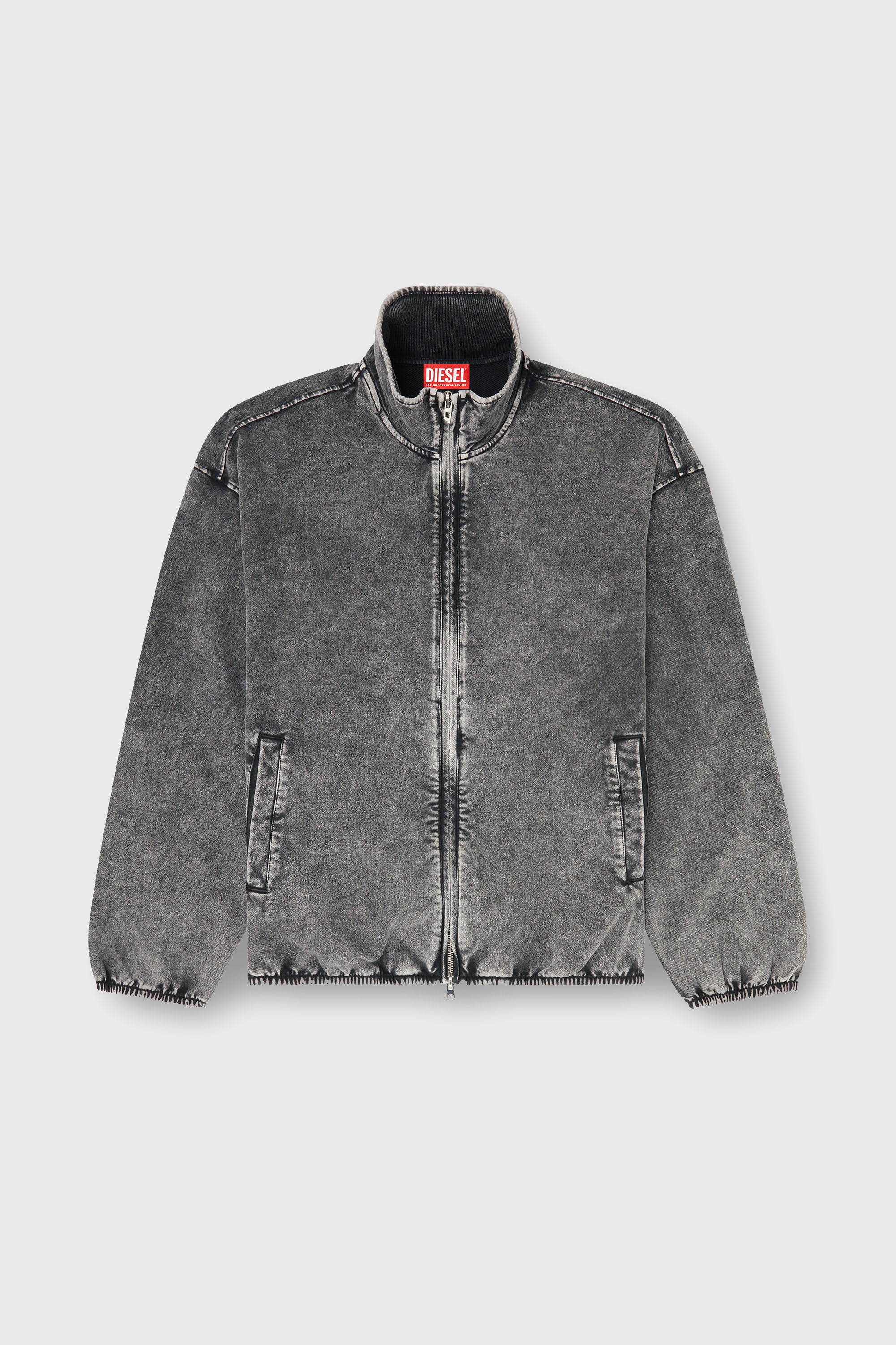 Diesel - S-CORSY, Man's Sweat jacket with denim effect in Grey - 2