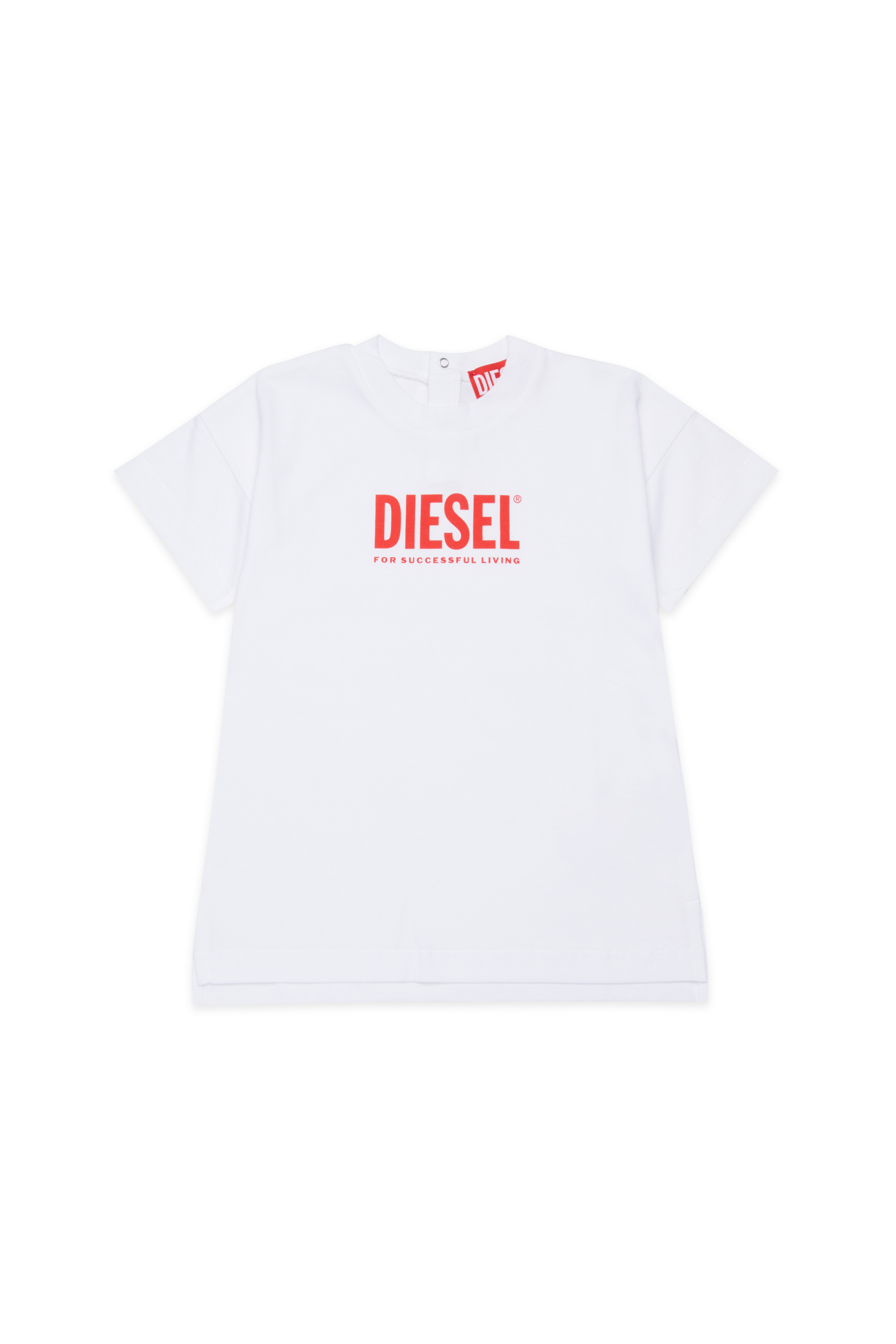 Diesel - MCUZIB, T-shirt in cotone con stampa del logo Donna in Bianco - 1