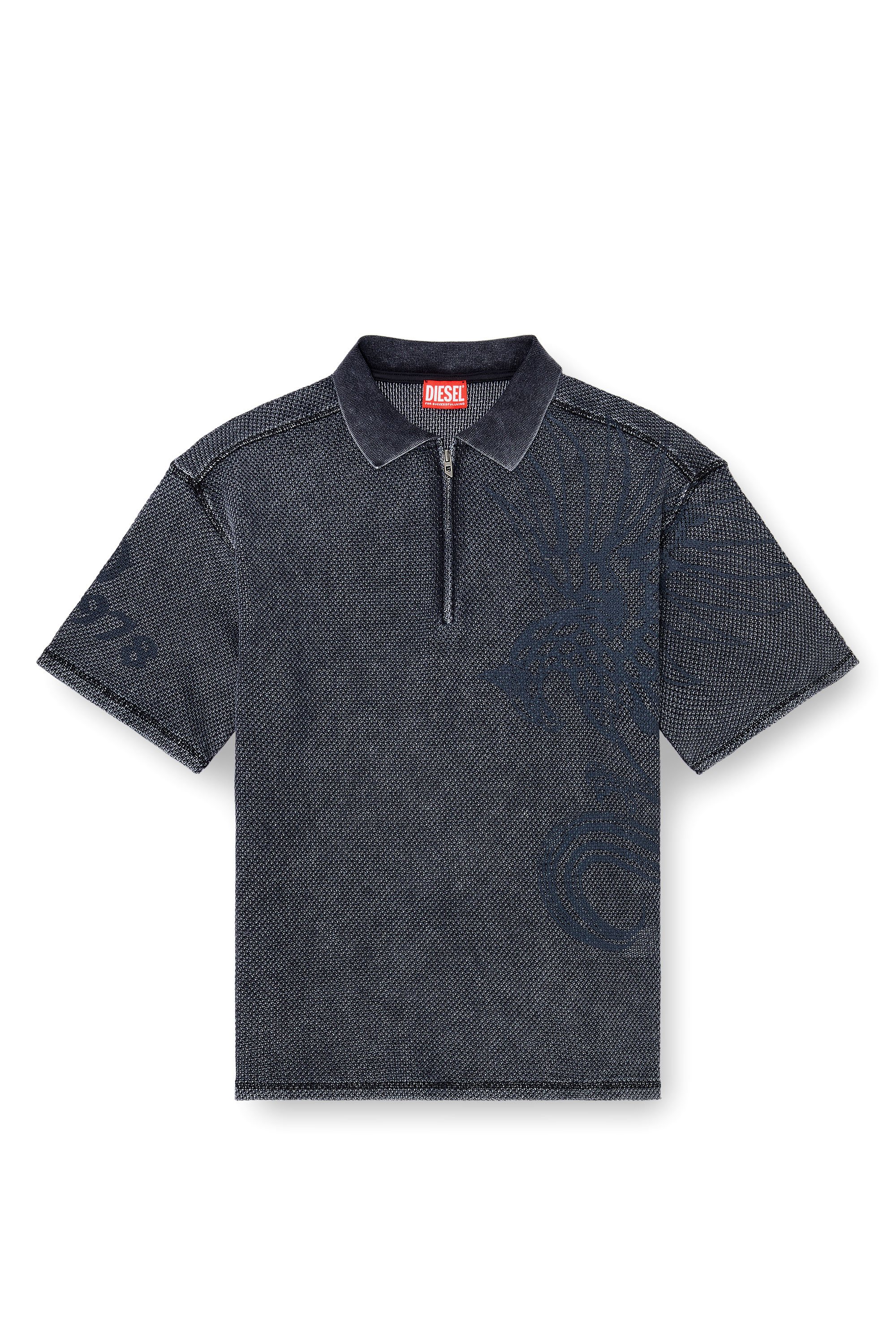 Diesel - T-ERRY-ZIP, Polo in mesh jacquard con stampa Phoenix Uomo in Grigio - 2