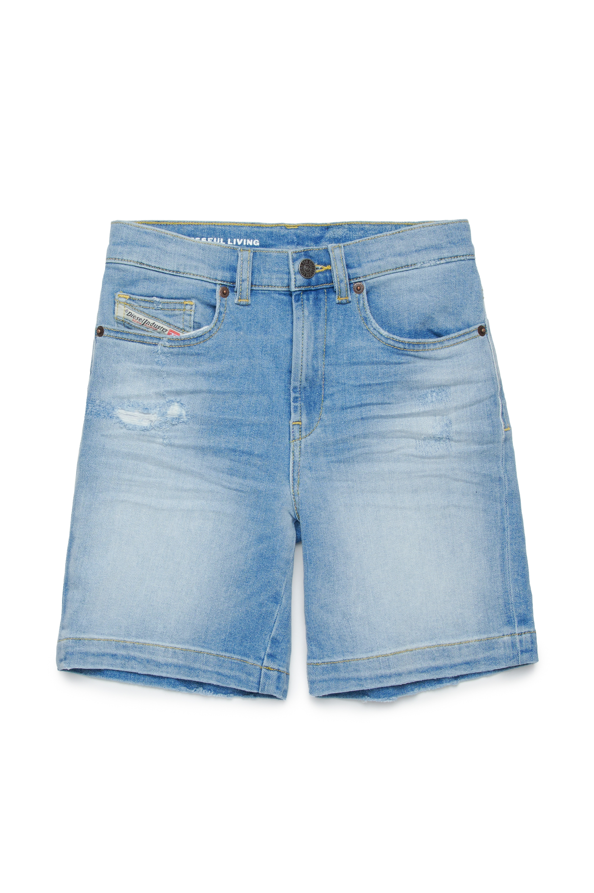 Diesel - D-MACS-SH-J, Bermuda in denim effetto usurato Uomo in Blu - 1