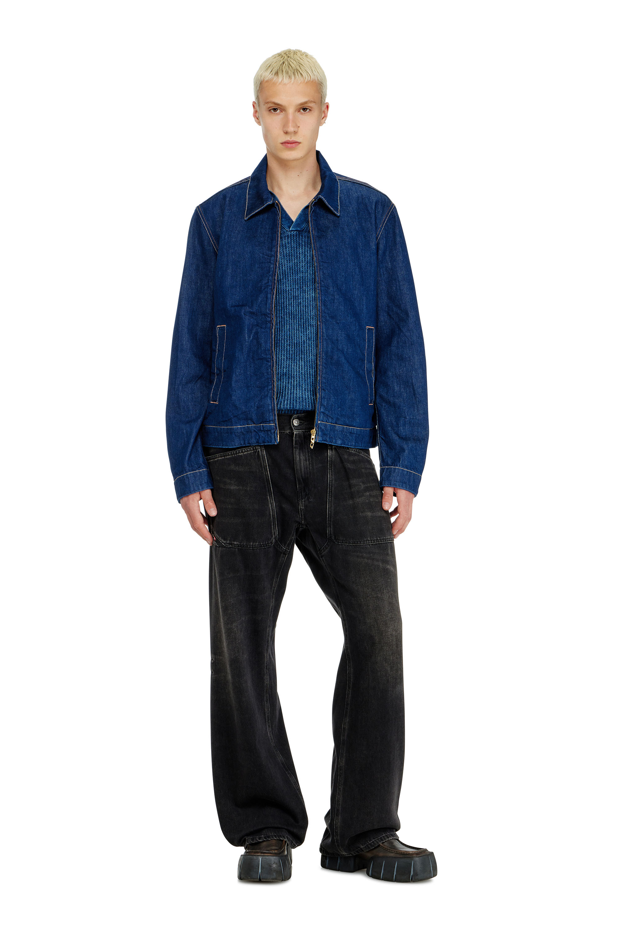 Diesel - Relaxed Jeans D-Zeta 09J96 Uomo, Nero/Grigio scuro - Image 1