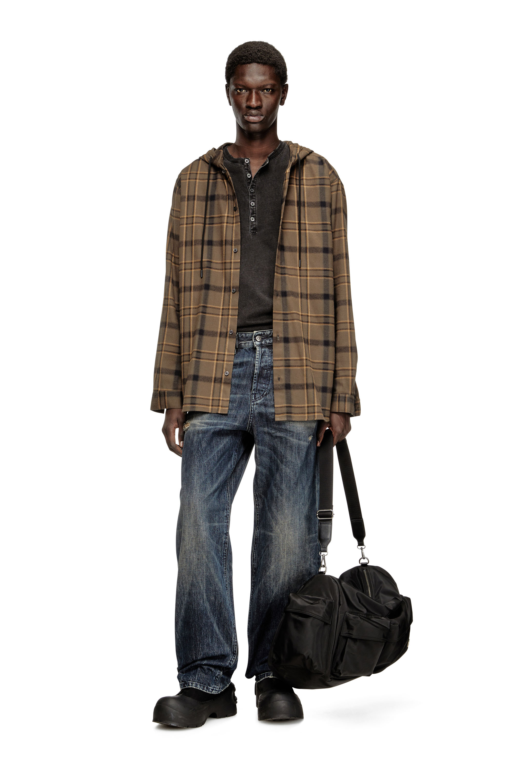 Diesel - S-IX, Camicia con cappuccio in flanella check Uomo in ToBeDefined - 2