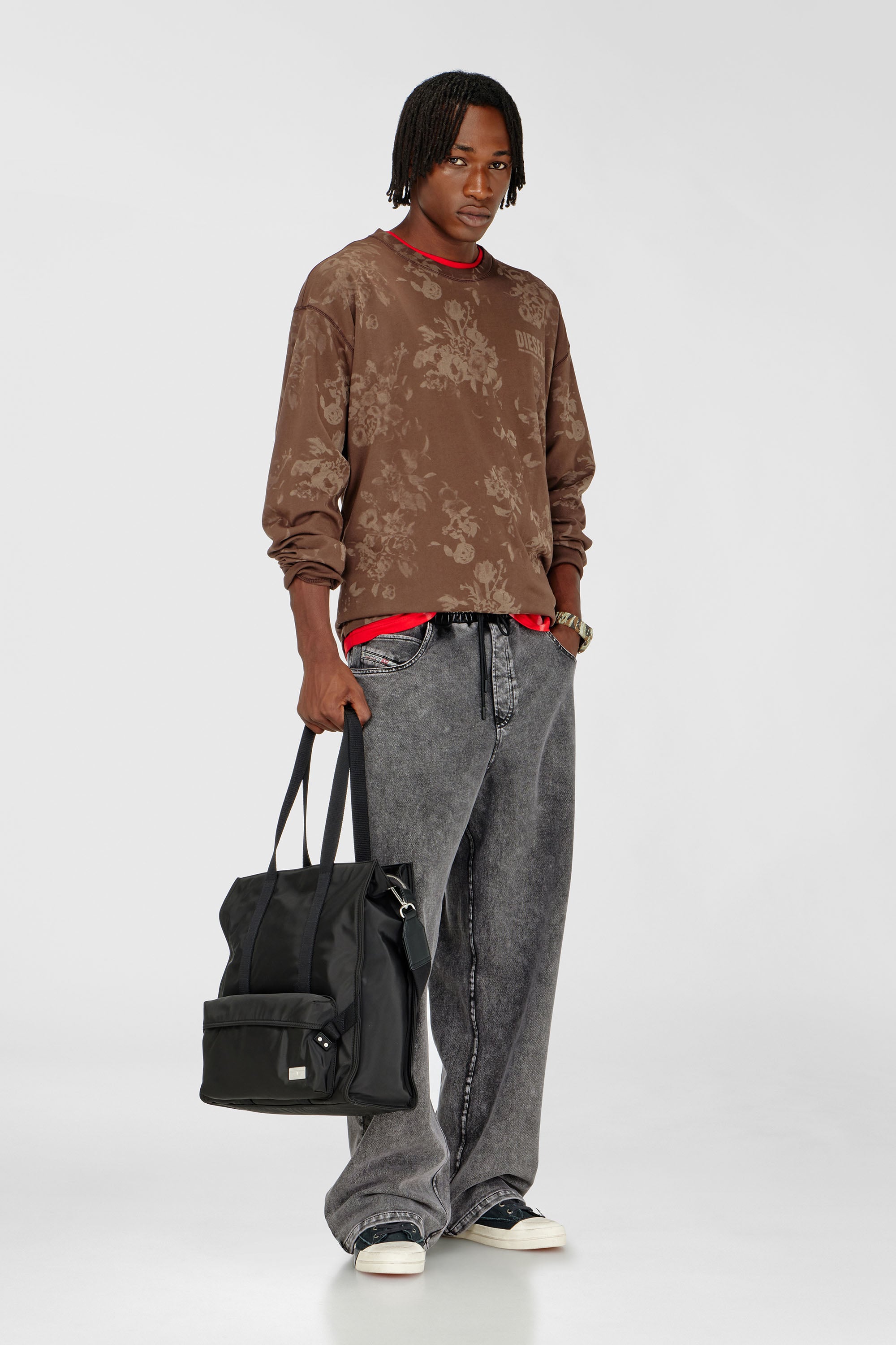 Diesel - P-STUK, Pantaloni da tuta effetto denim Uomo in Grigio - 1