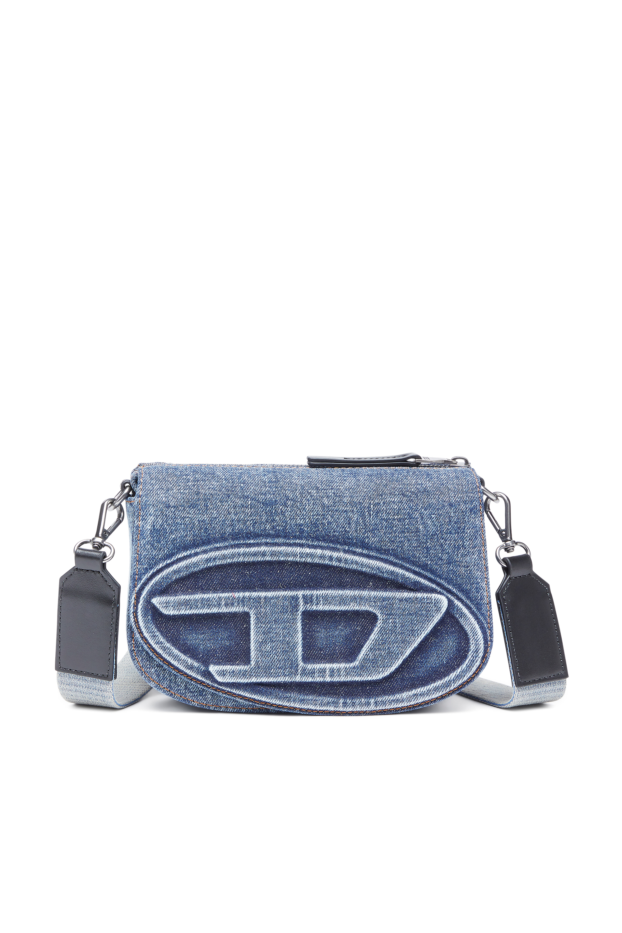 Diesel - 1DR CAMERA BAG, Camera bag in denim solarizzato Unisex in Blu - 6