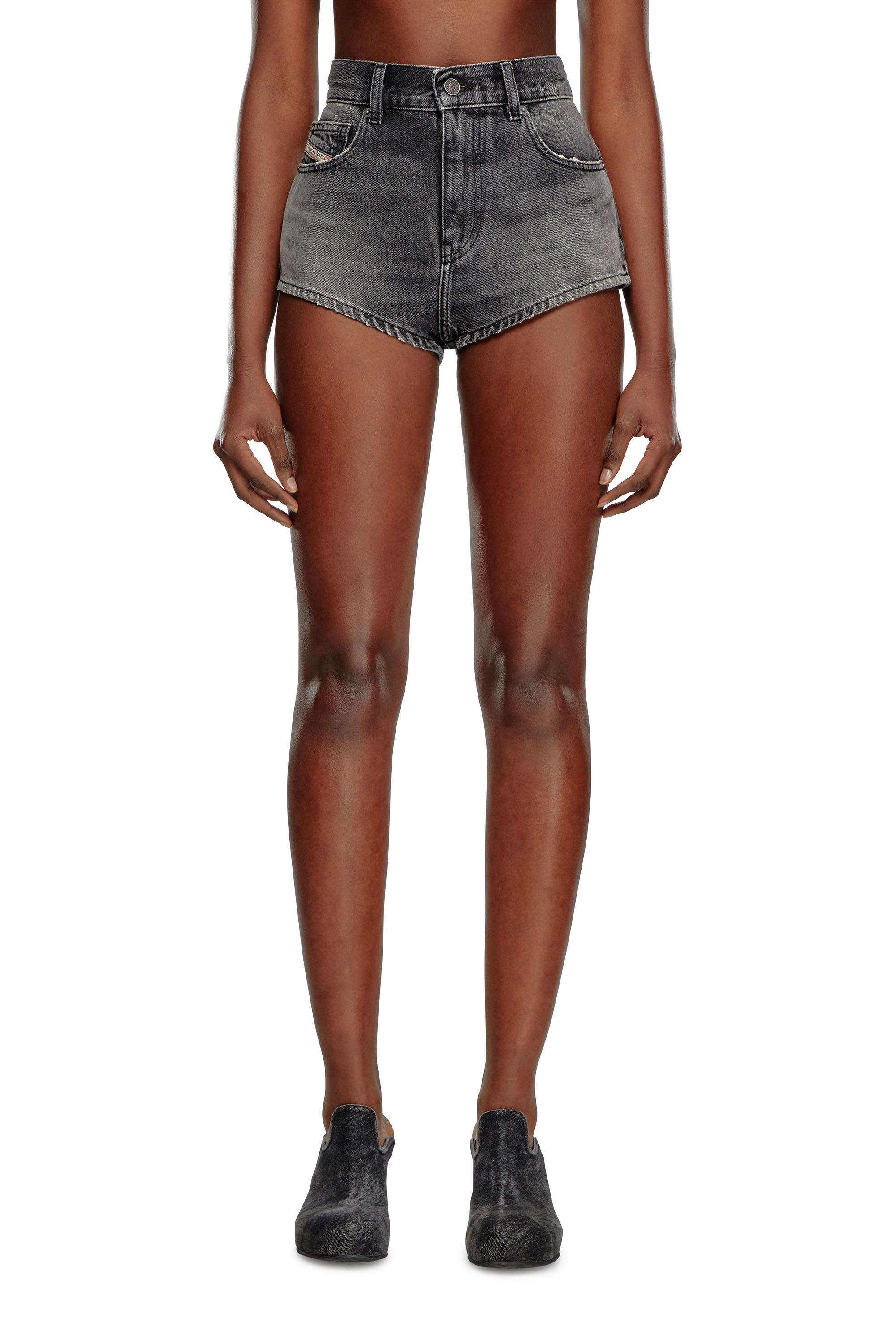 Pantaloncini In Jeans A Vita Alta Con Design Incrociato Per Donna - Colore Nero, Taglia S - PINSV