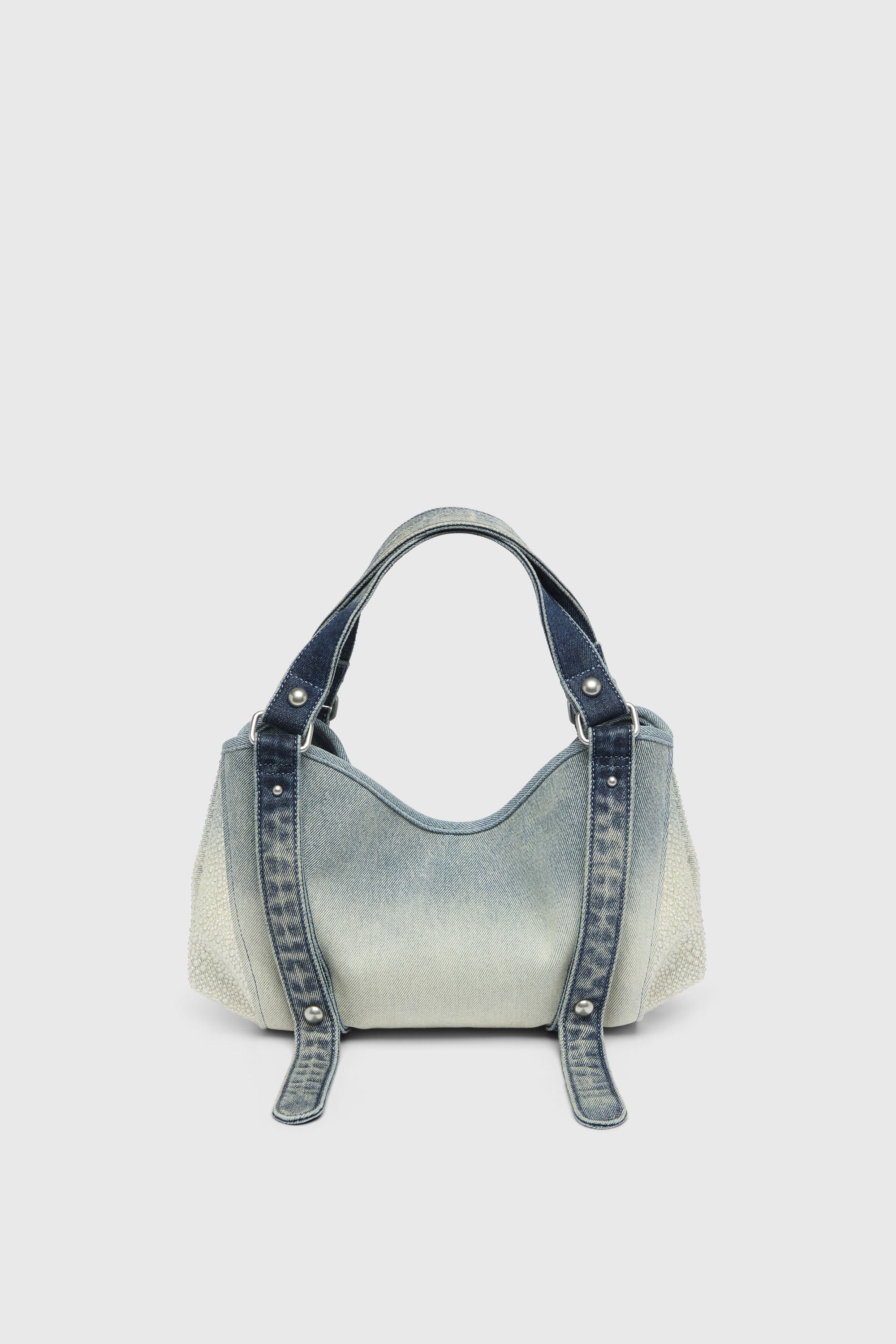 Diesel - D-ONE TOPHANDLE S, D-One-Borsa piccola a mano in denim solarizzato con cristalli Donna in Blu - 3