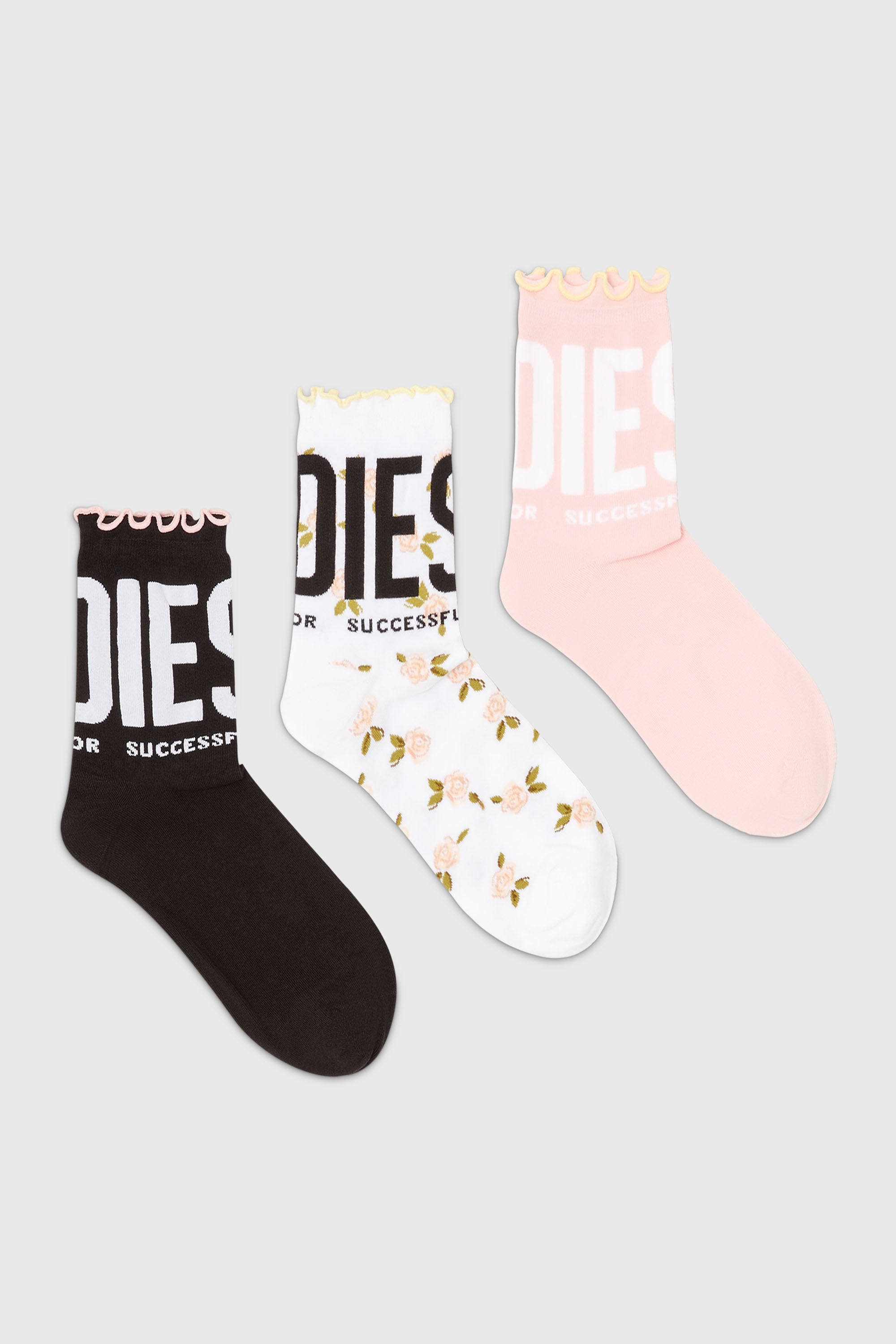 Diesel - SKW-LOLITA-3PACK, Set da tre paia di calzini con bordo arricciato Donna in Multicolor - 1