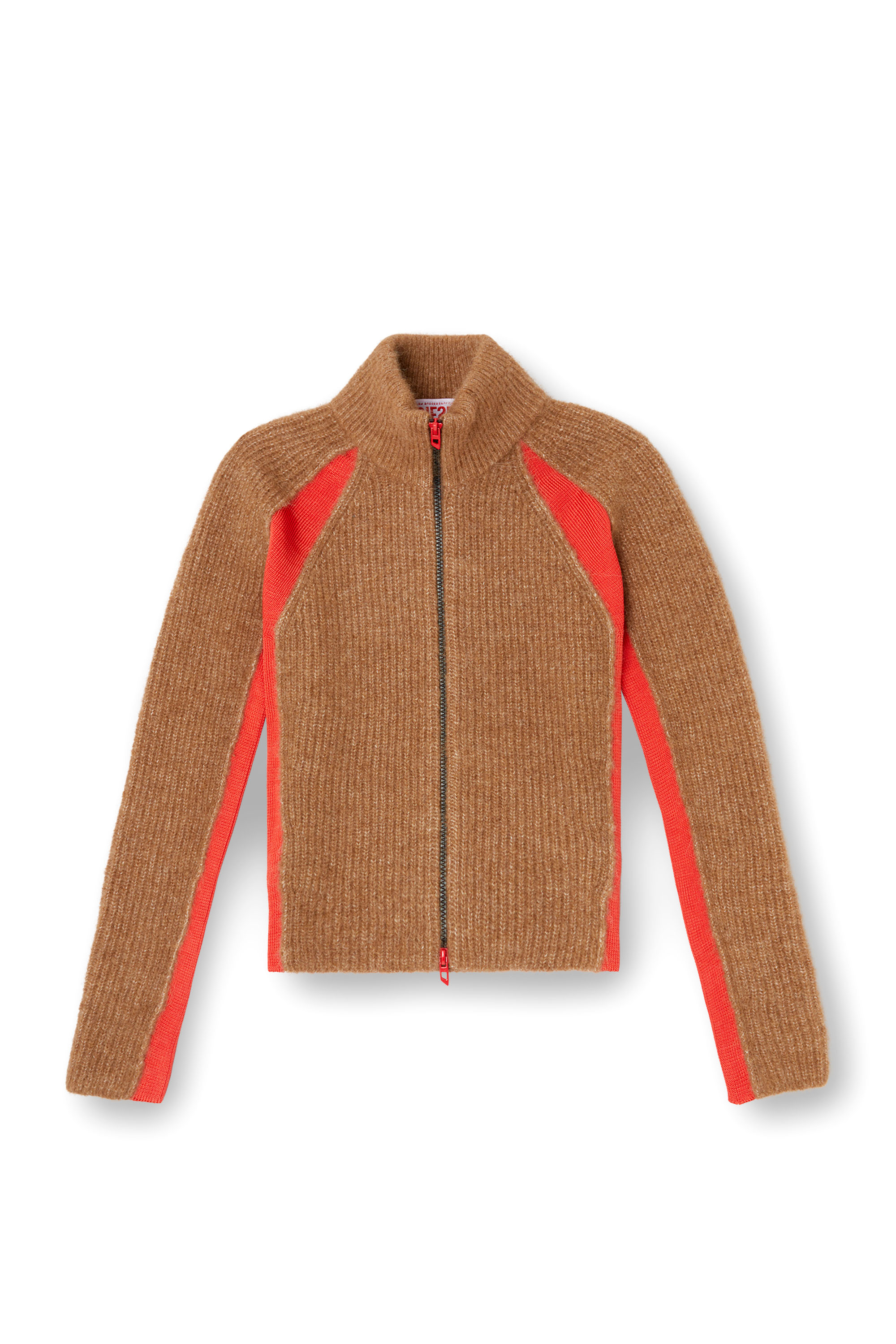 Diesel - M-LOUISE, Cardigan misto alpaca con inserti a contrasto Donna in Marrone - 3