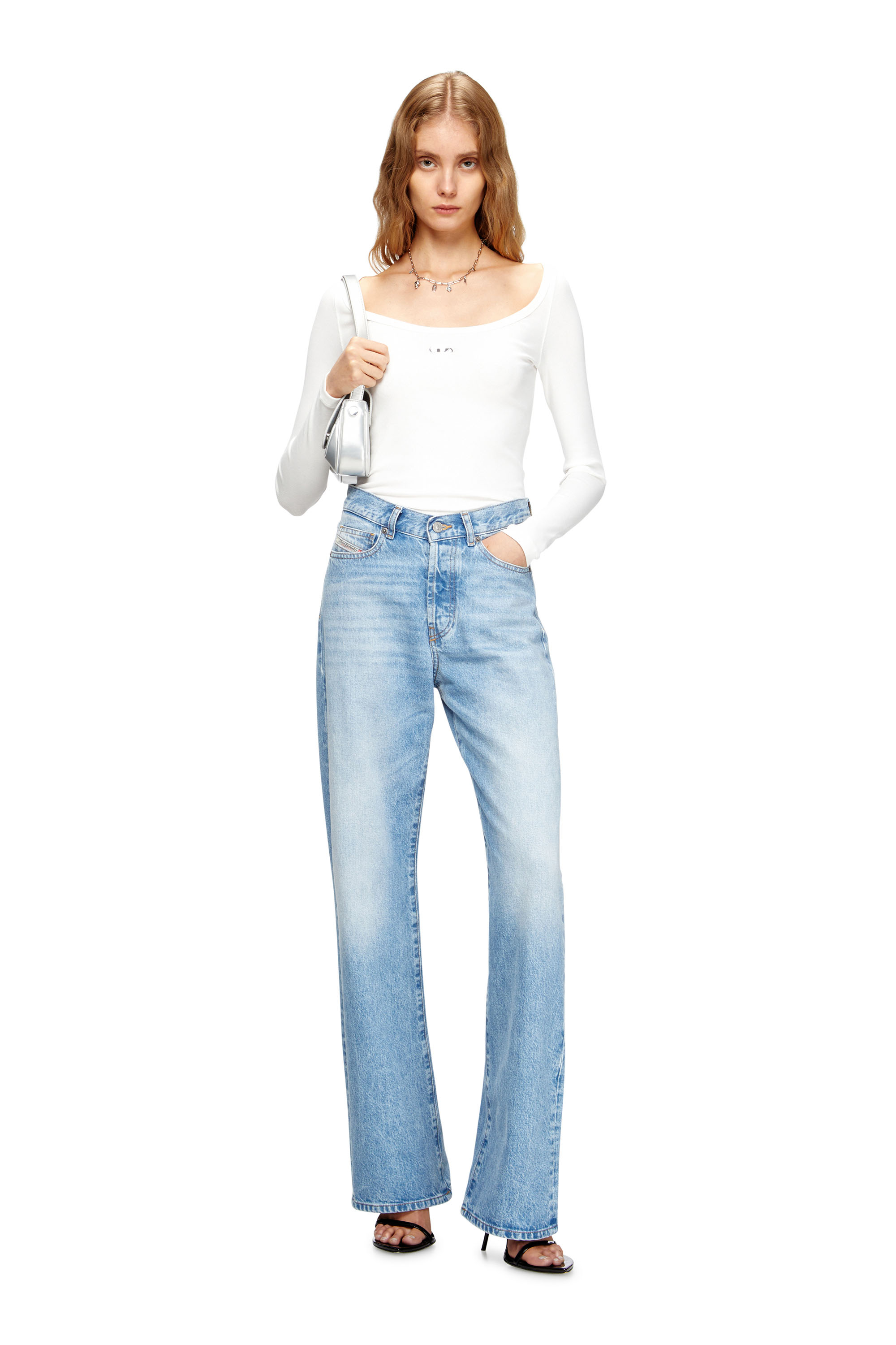 Diesel - PLAY CLUTCH, Woman's Play-Clutch in metallic PU in Silver - 2