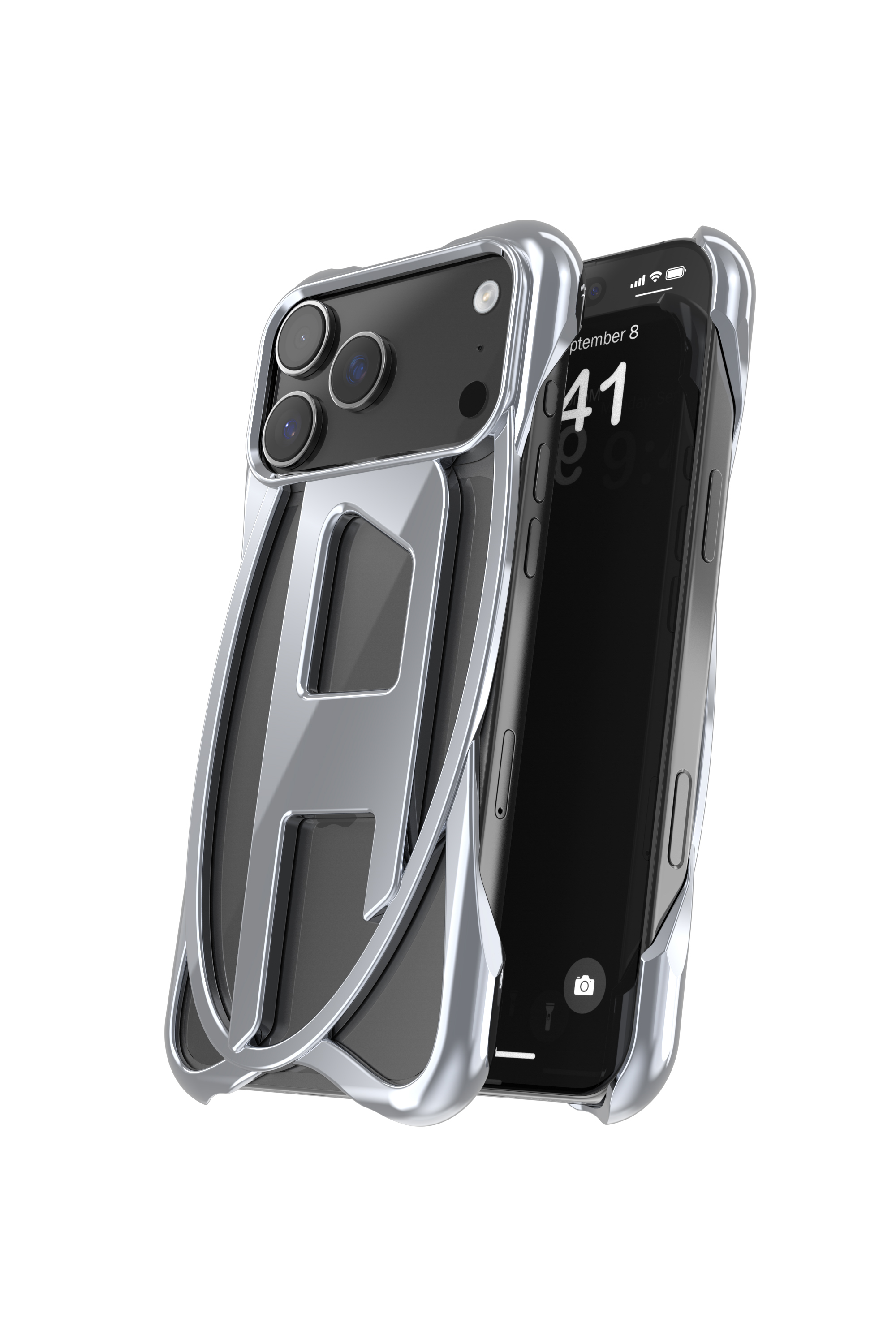 Diesel - 60446  D FRAME CASE, Custodia Caged D lucida per iPhone 17 Pro Max Unisex in Grigio - 3