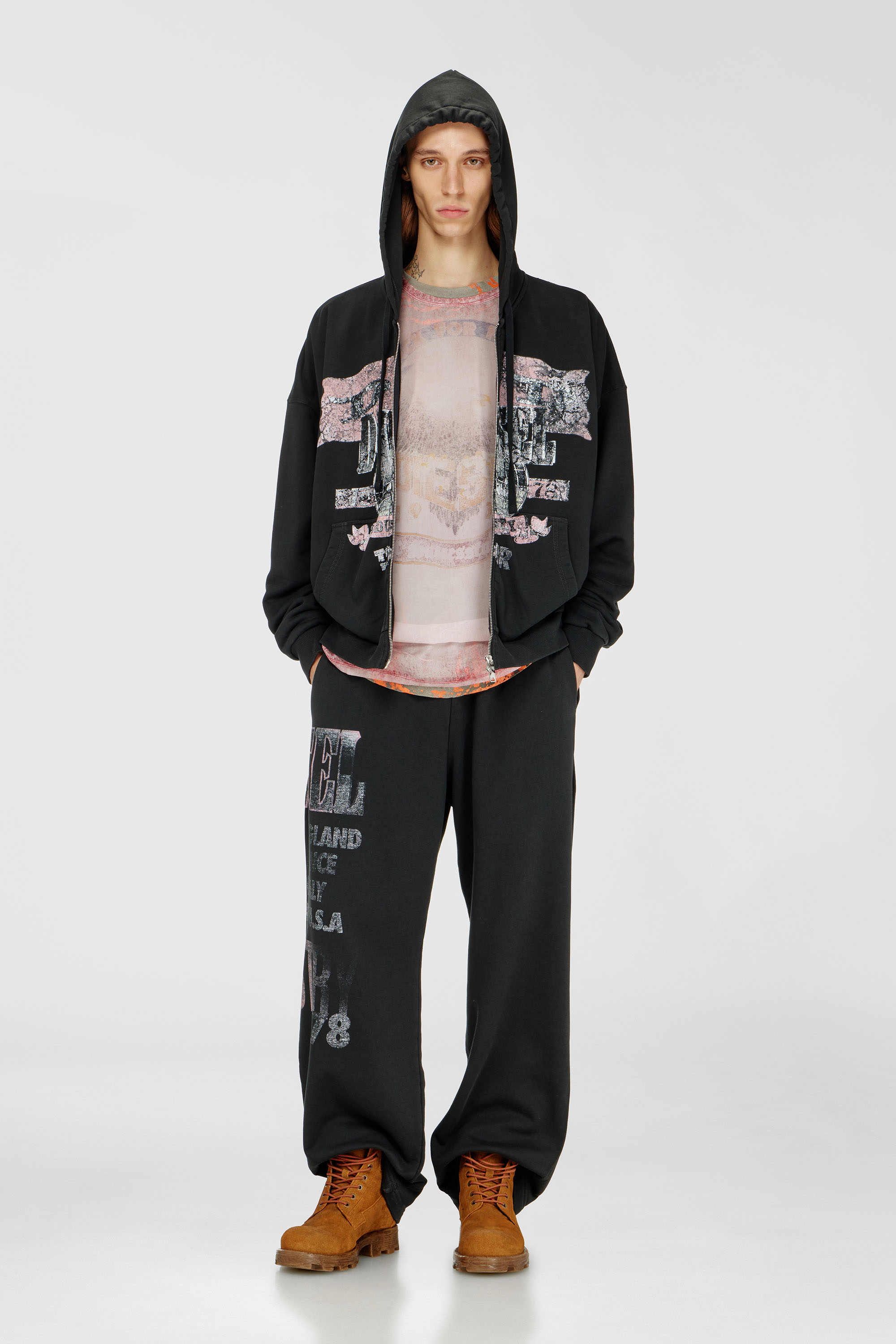 Diesel - S-WILL-ZIP, Felpa con zip e grafiche da concerto Uomo in Nero - 2