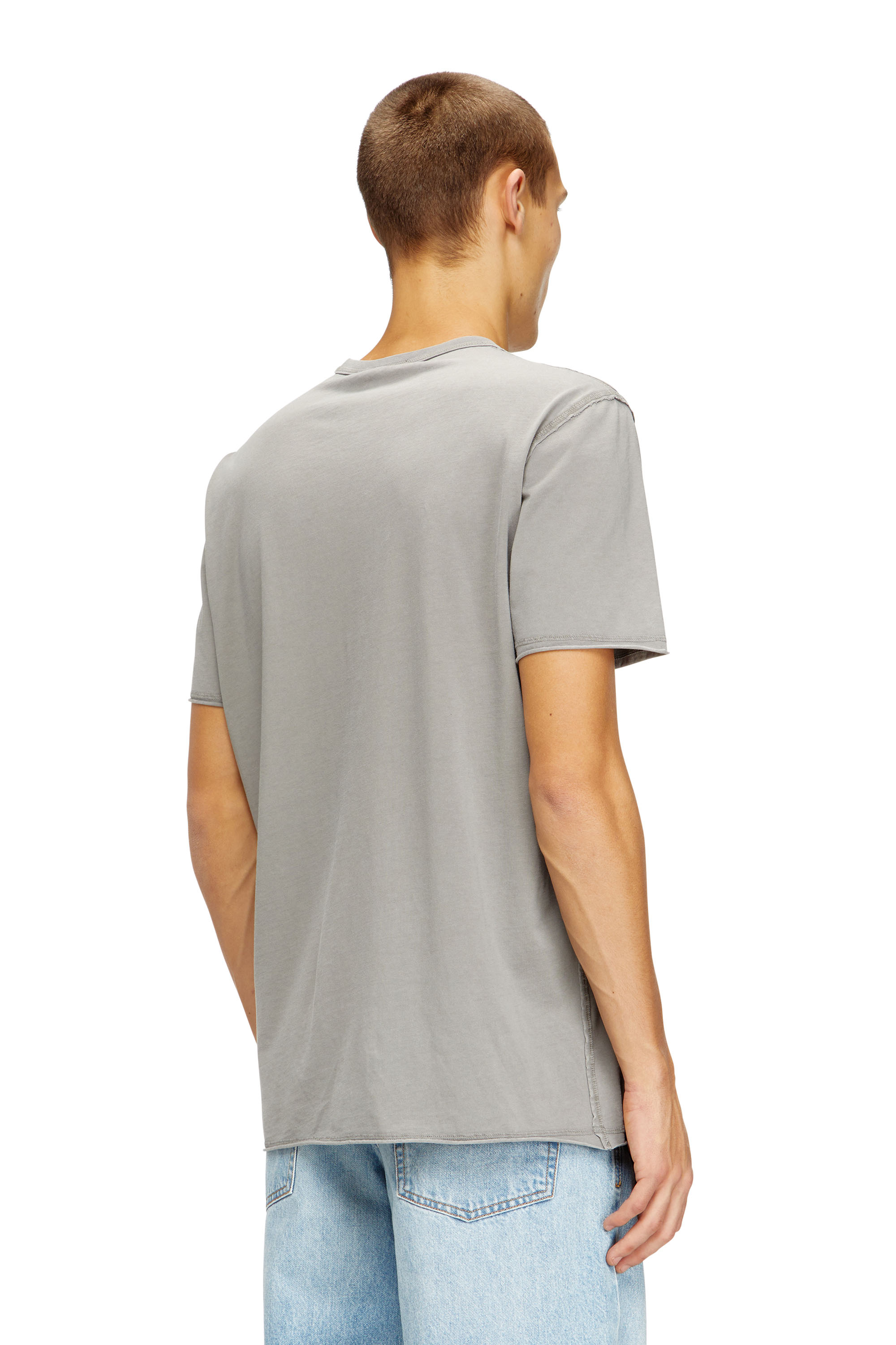 Diesel - T-RAWJUST-V1, T-shirt acid-wash con bordi a taglio vivo Uomo in Grigio - 4