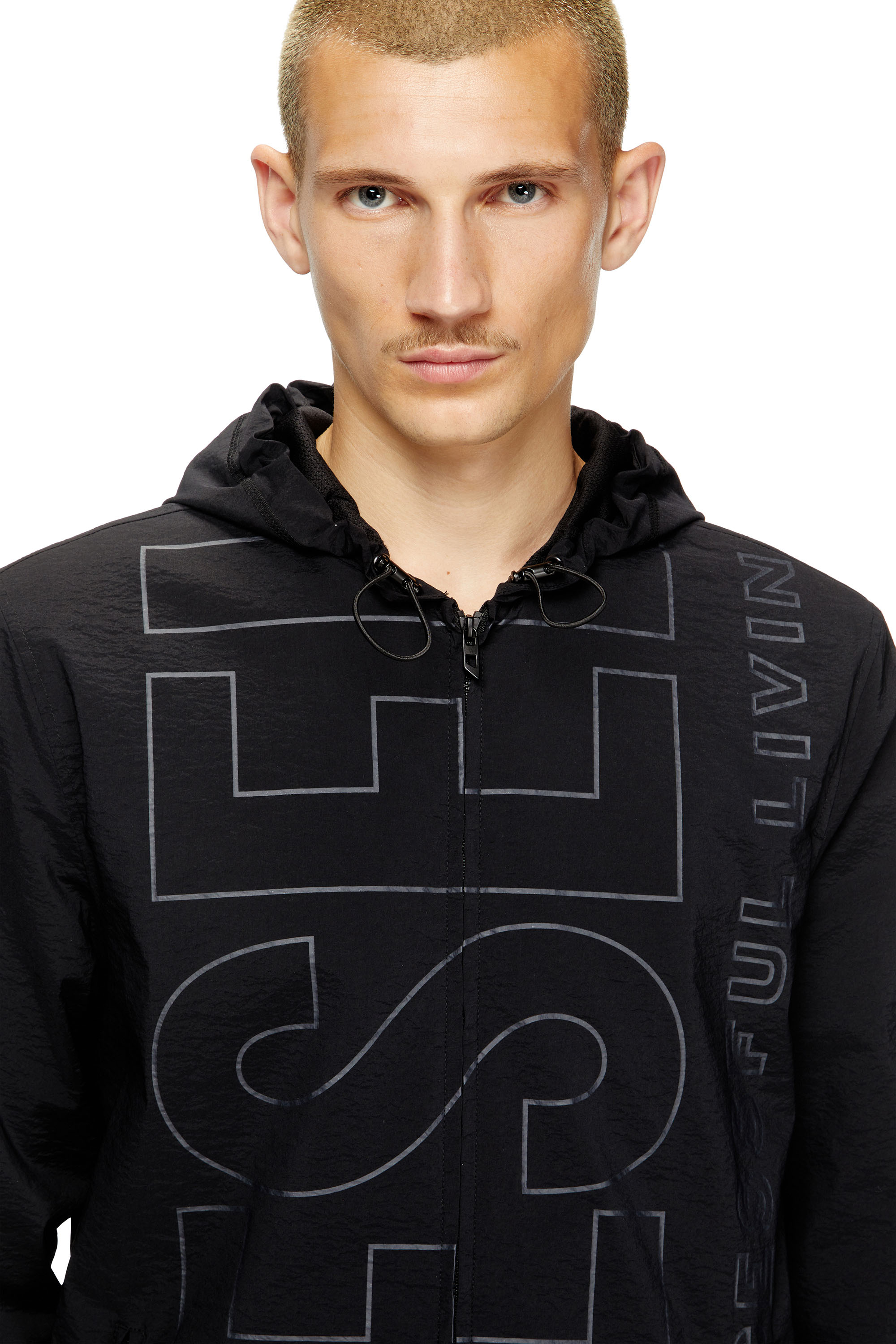 Diesel - J-ANDREW, Giacca in nylon con logo delineato Uomo in Nero - 3