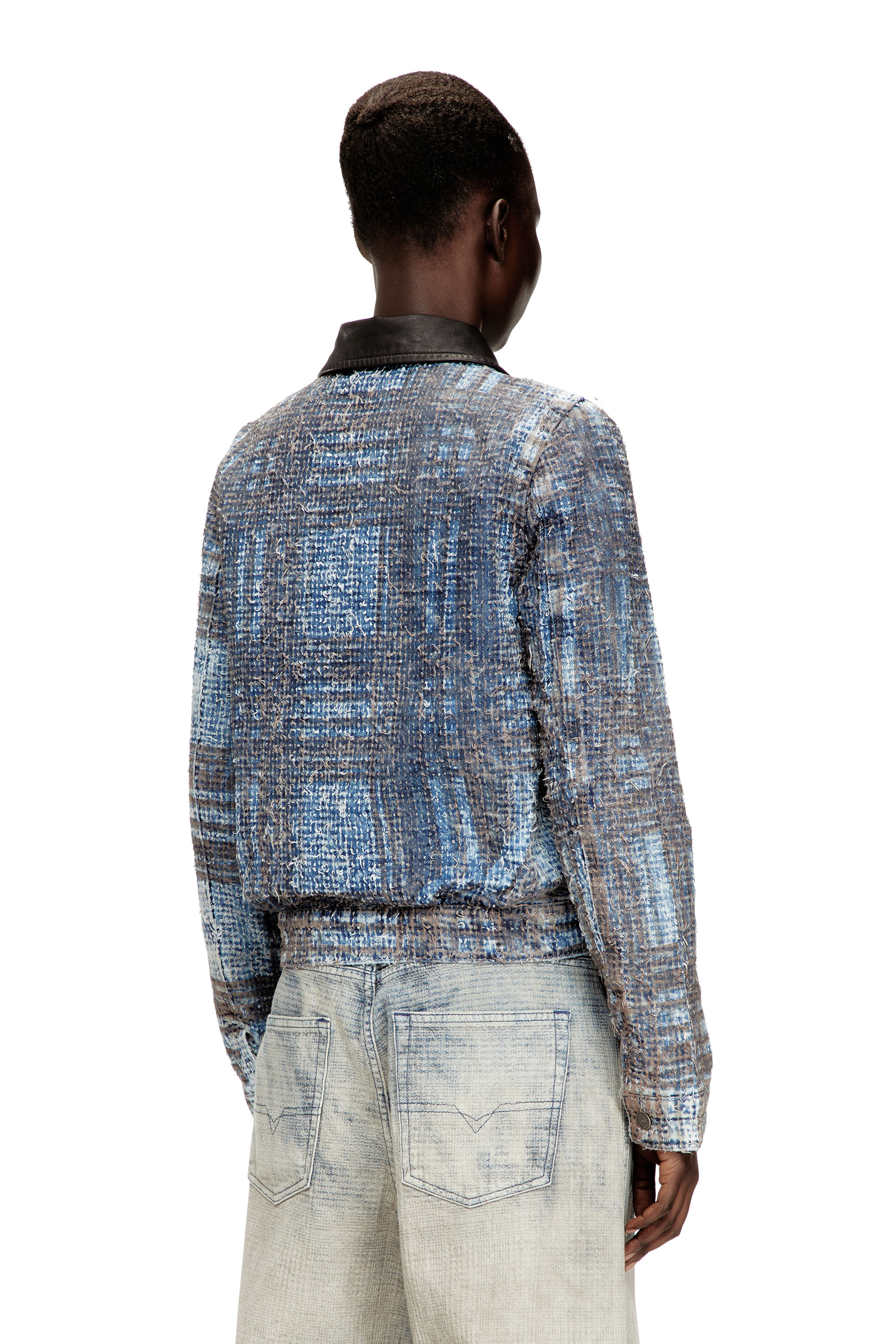 Diesel - DE-ATELI-S, Giacca cropped in denim bouclé con motivo grafico Donna in ToBeDefined - 3