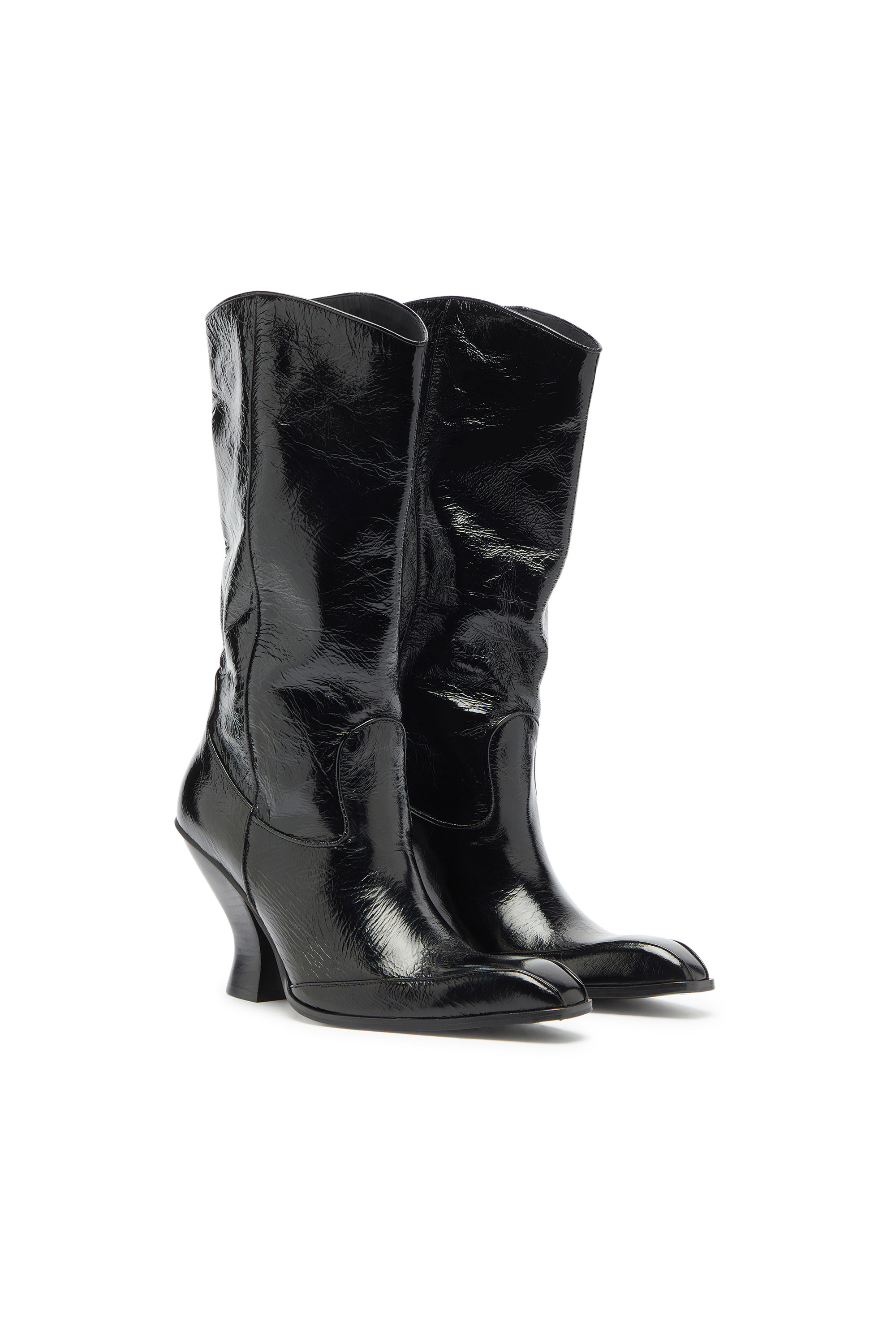 Diesel - D-LUFFY-75-TUBE, D-Luffy - Stivali al ginocchio in vernice Donna in Nero - 2