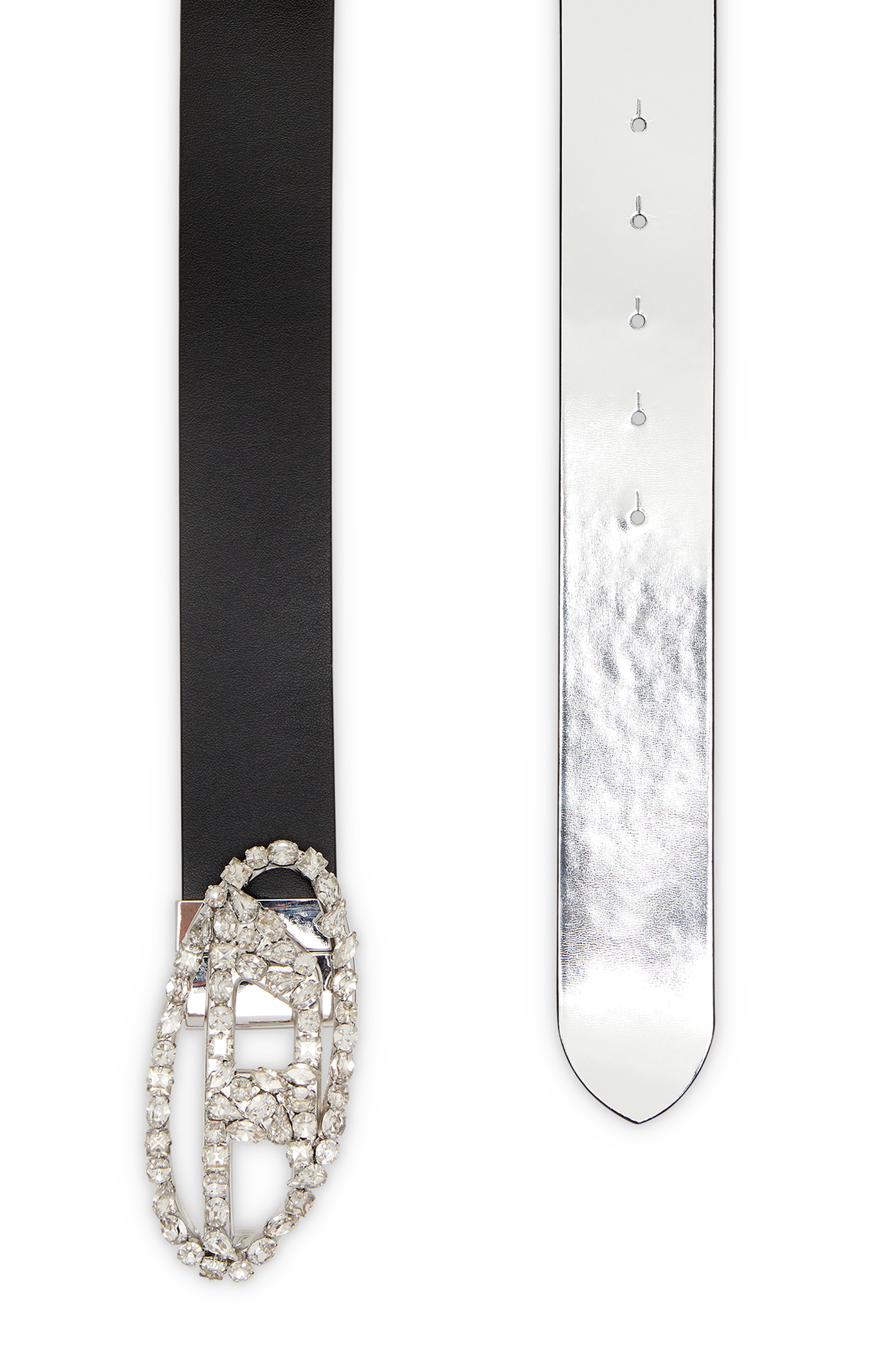 Diesel - B-1DR W REV, Cintura 4 cm in pelle reversibile con fibbia gioiello Donna in Nero - 2