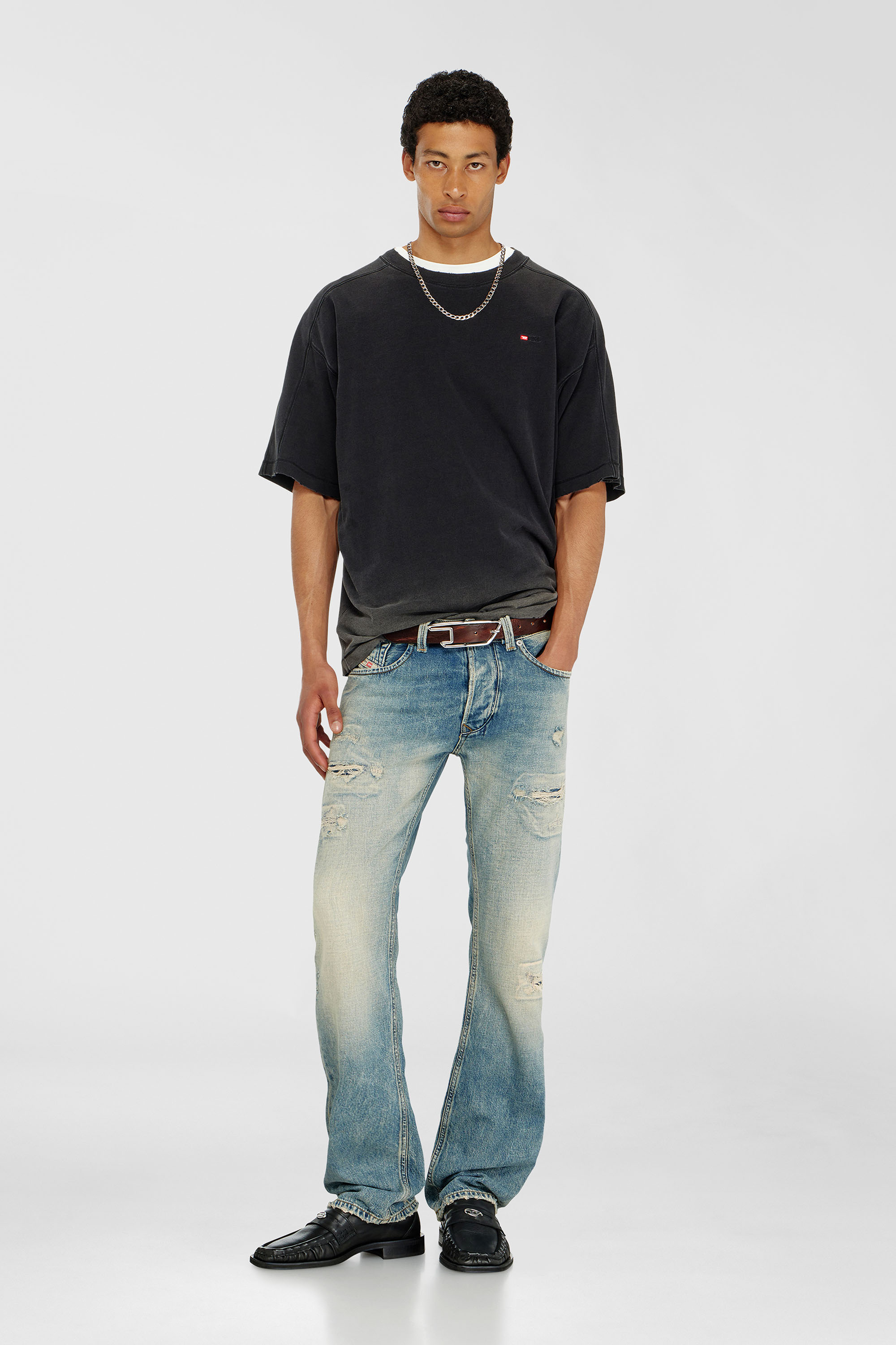 Diesel - T-CROX, T-shirt in cotone effetto sfumato Uomo in Nero - 1