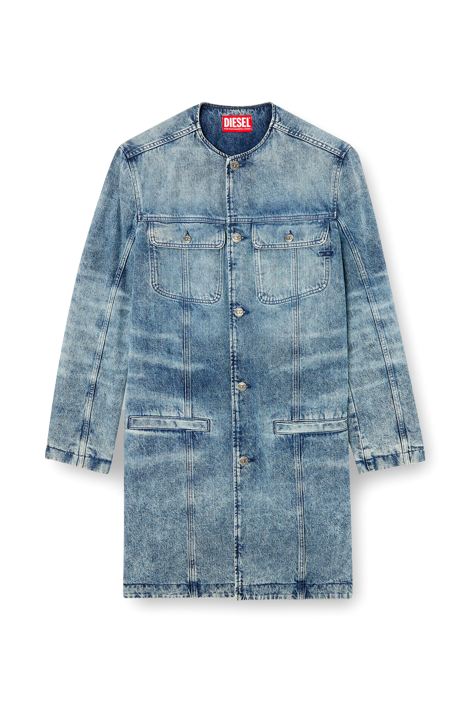 Diesel - D-ABERD-FSH1, Cappotto in denim cotone-canapa laserato Uomo in Blu - 3