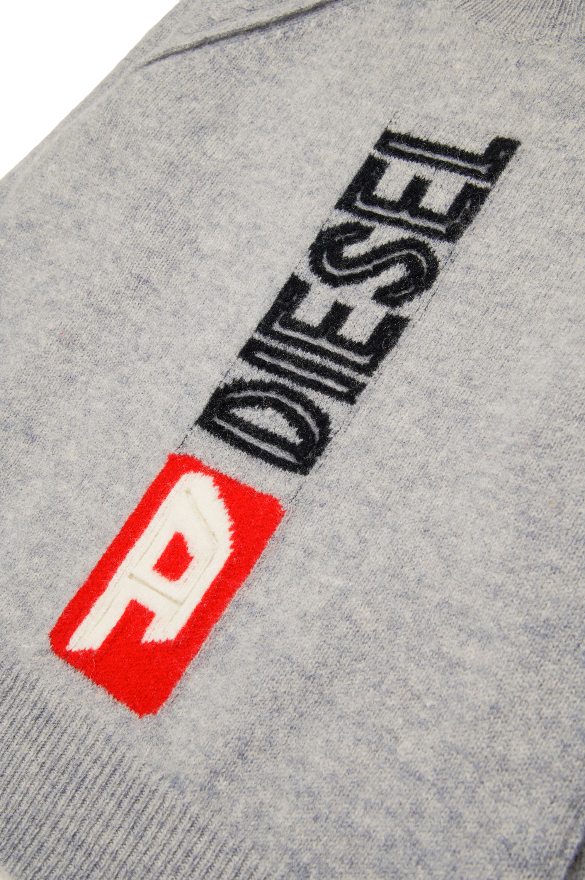 Diesel - KSARIA OVER, Unisex Maglione in lana con logo a intarsio in Grigio - Image 4