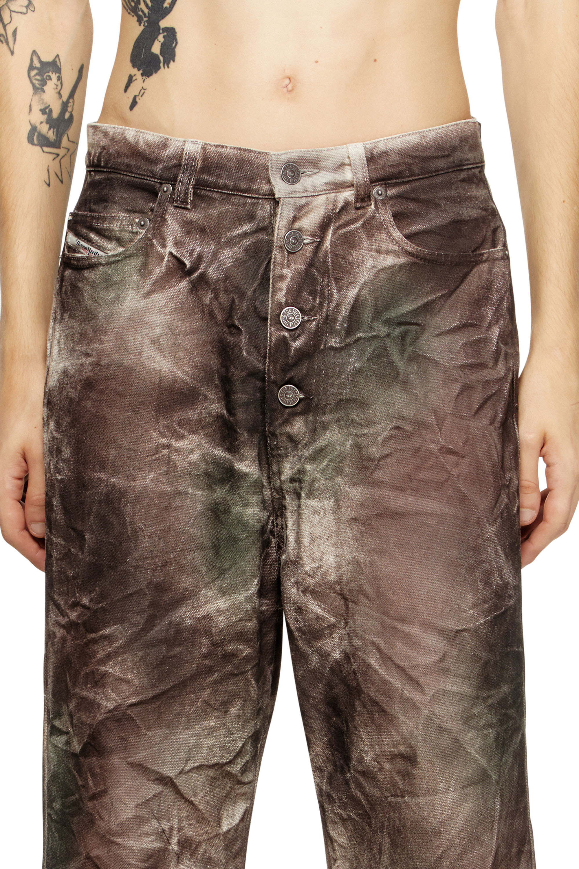 Diesel - P-THUG-PANT, Pantaloni in tela camouflage stropicciata Unisex in Multicolor - 4