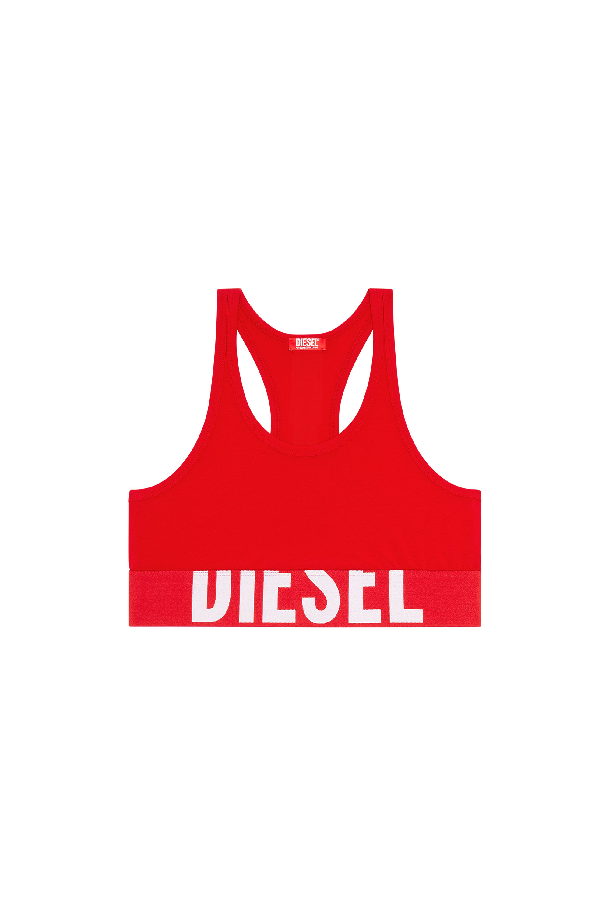 Diesel - UFSB-COTTON-RACE-BRALETTE-XL, Donna Bralette con logo tagliato in Rosso - Image 4