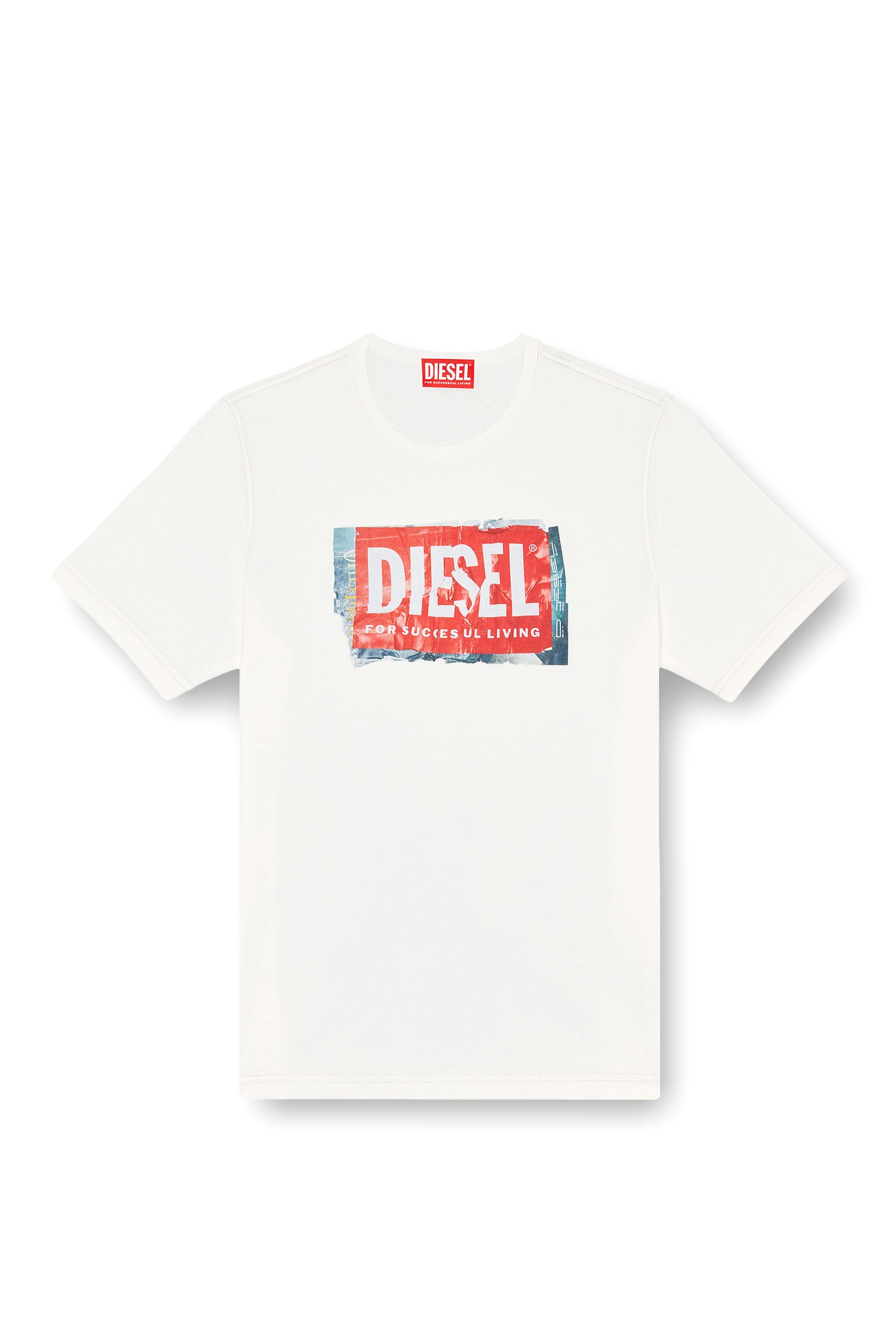 Diesel - T-ADJUST-Q6, T-shirt con logo effetto stropicciato Uomo in Bianco - 3
