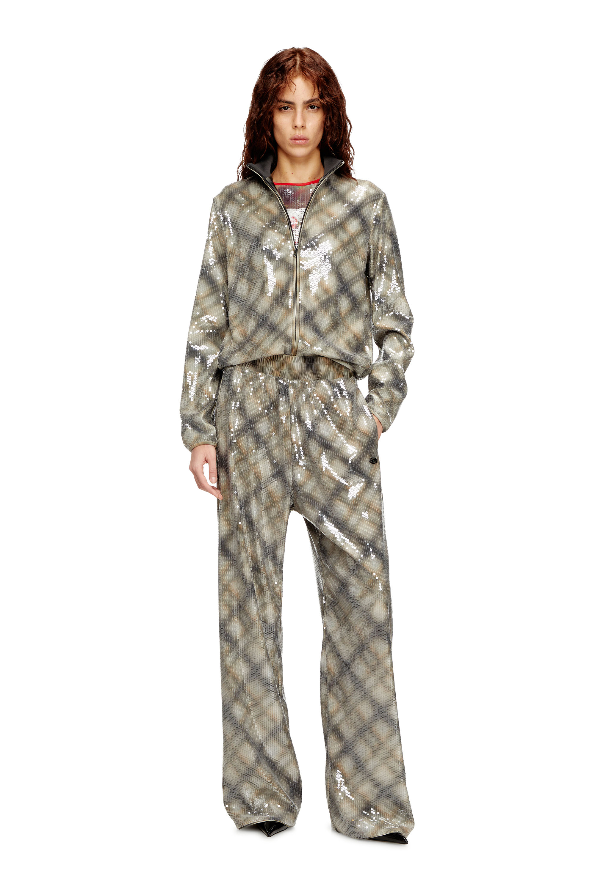 Diesel - P-ERQUEEN, Pantaloni con paillettes dal design a quadri Donna in ToBeDefined - 2