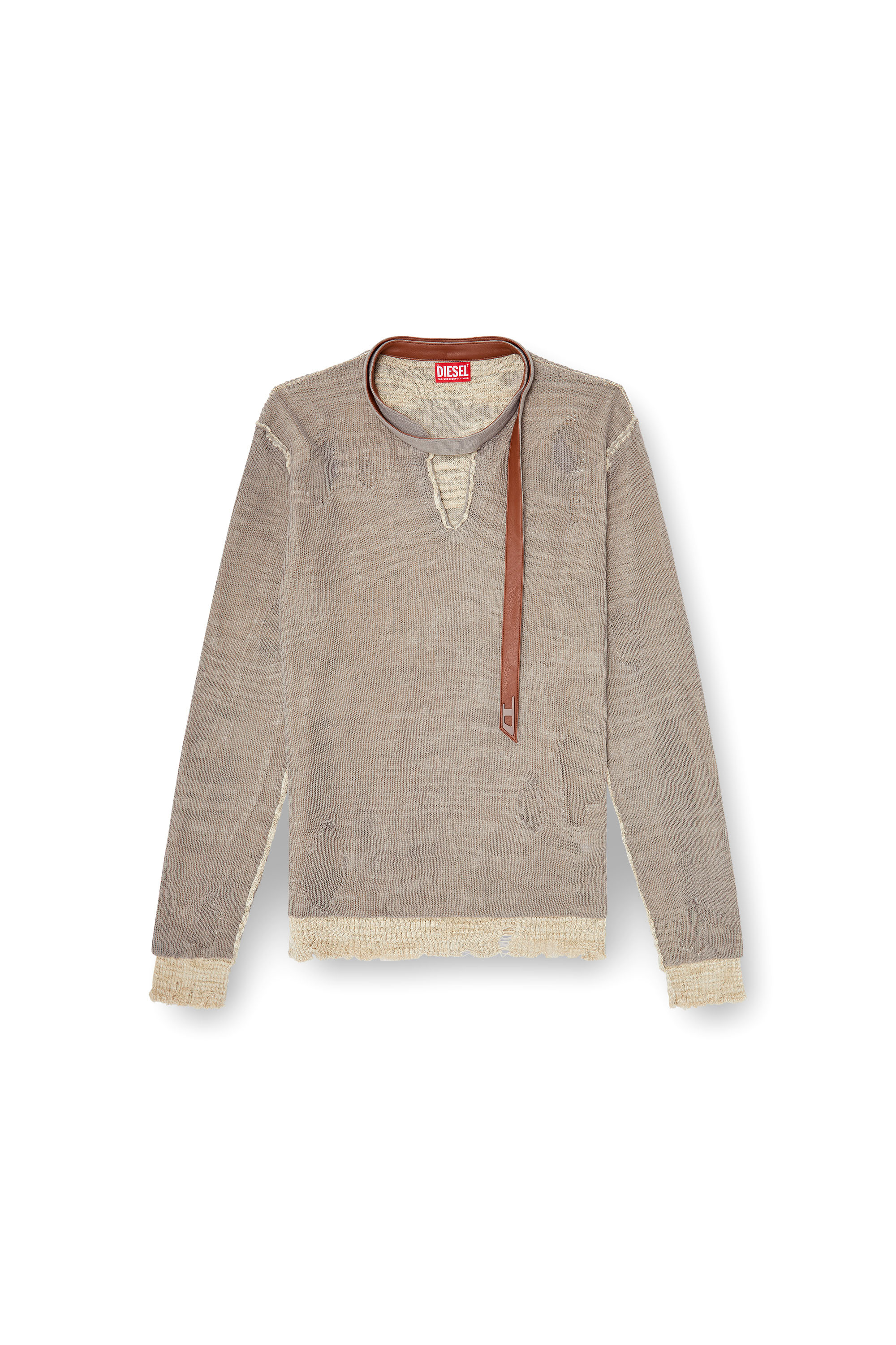 Diesel - K-DAIANERIS, Pullover distressed con cinturino biker Uomo in Marrone - 3