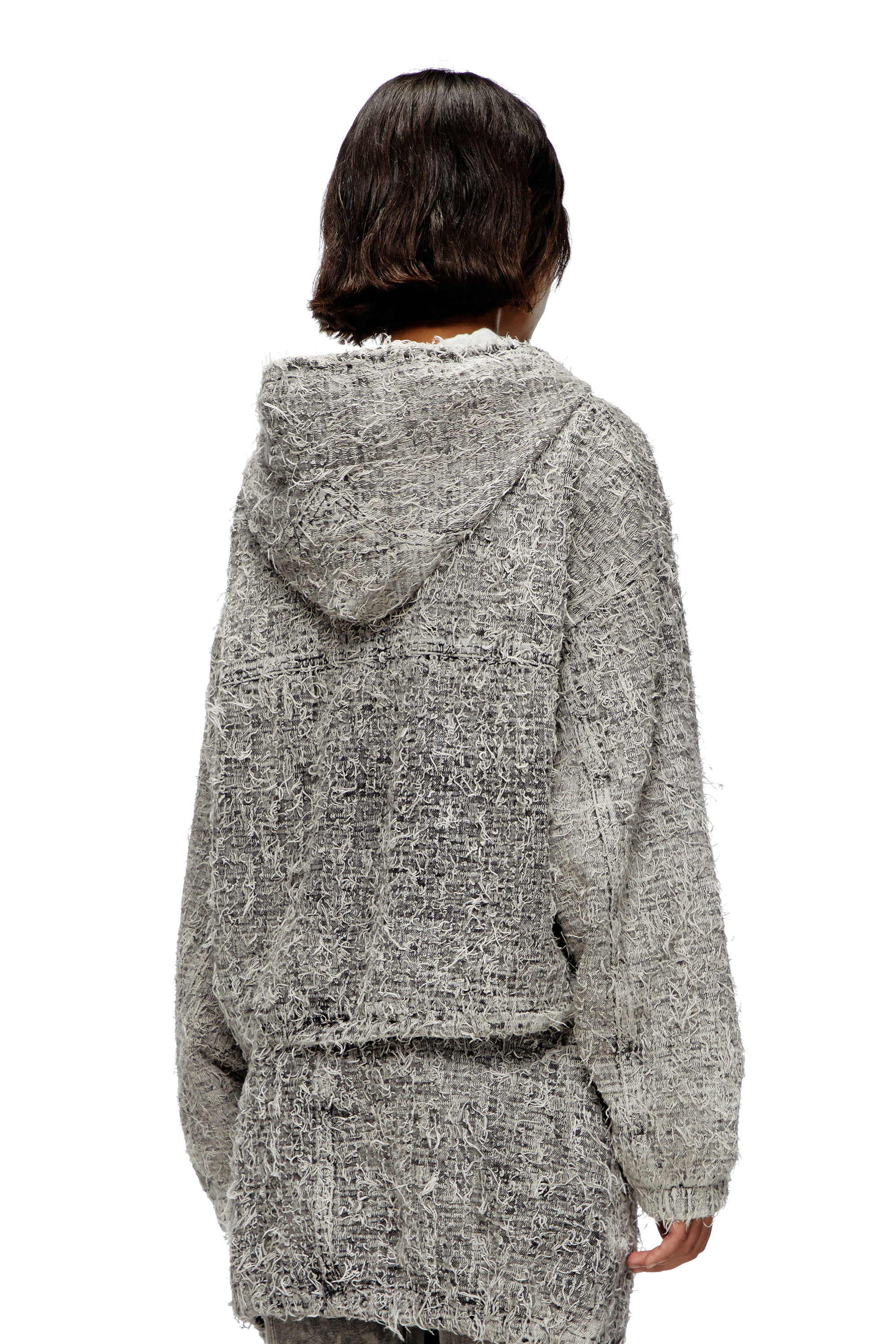 Diesel - DE-FLOW-S1, Giacca con cappuccio in denim bouclé Donna in Grigio - 4