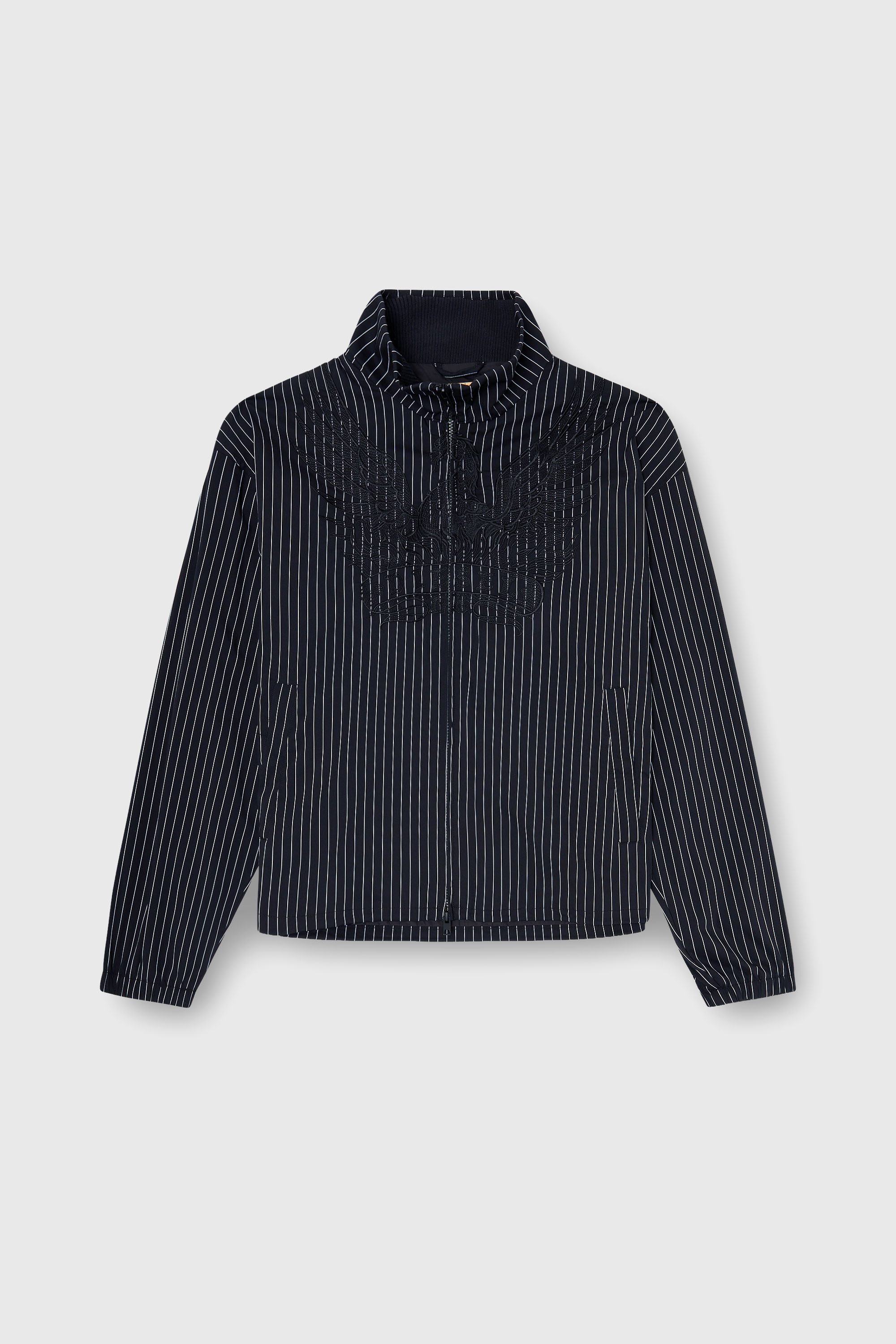 Diesel - J-CORSAR-NJCA, Giacca in nylon a righe con ricamo fenice Uomo in Nero - 2