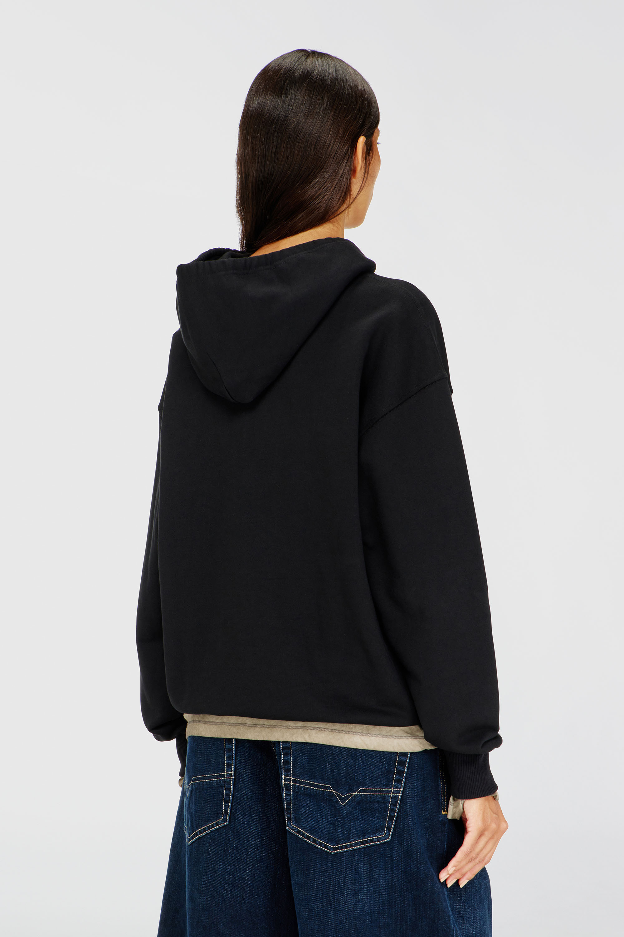Diesel - F-BUXT-HOOD-OD, Hoodie con Oval D metallizzato Donna in Nero - 4