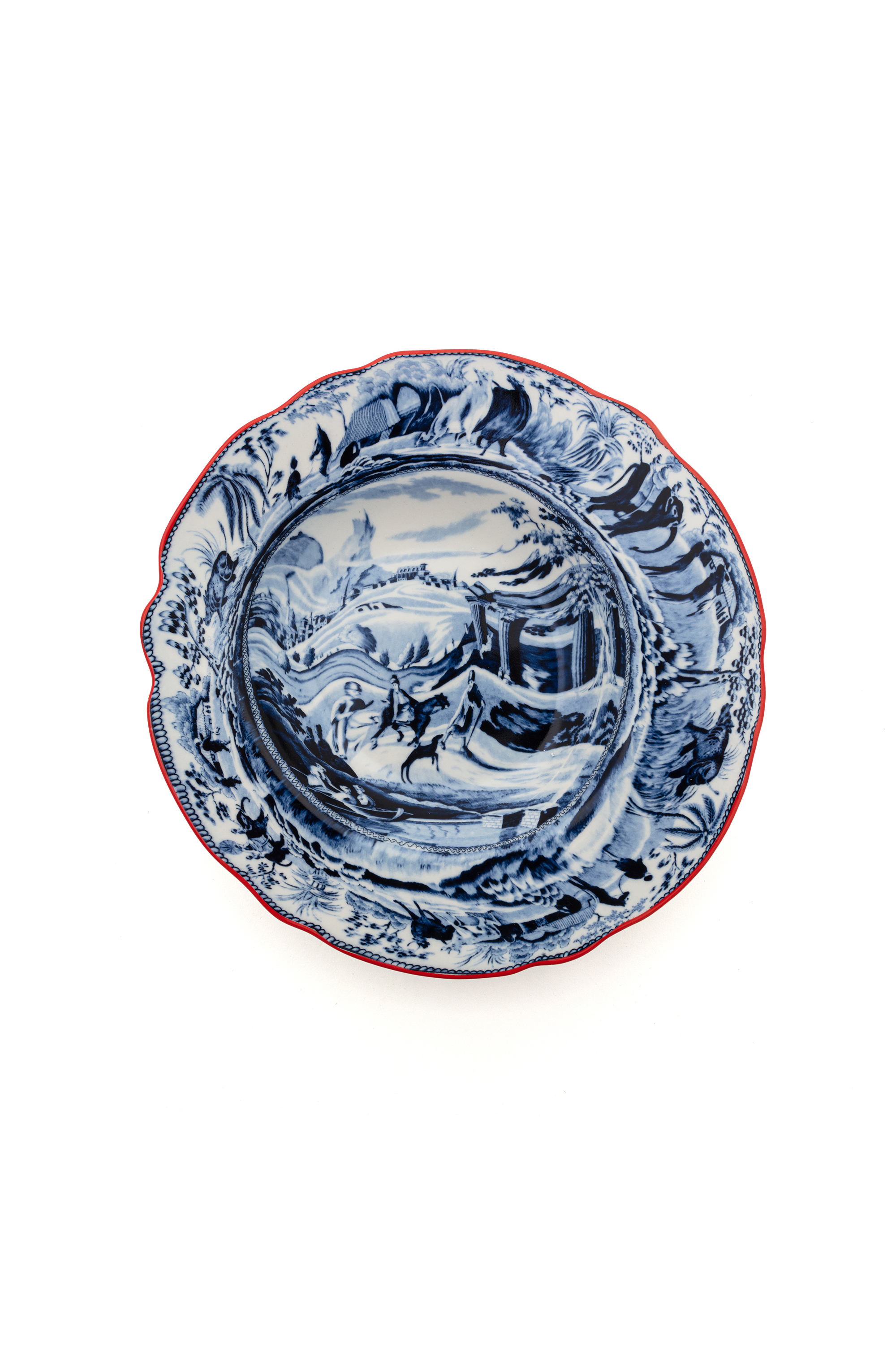 Diesel - 11220 SOUP PLATE IN PORCELAIN "CLASSIC O, Bianco/Blu - Image 1