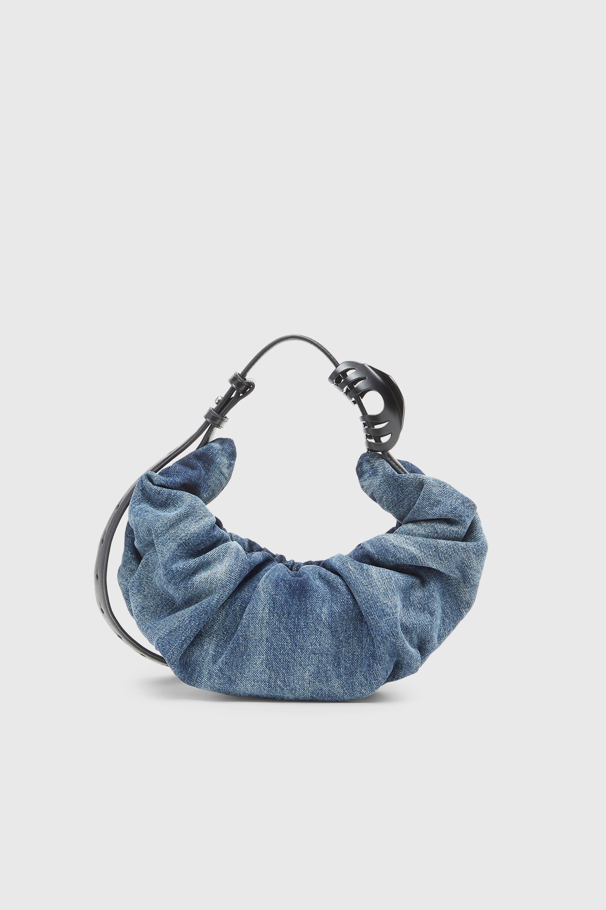 Diesel - GRAB-D HOBO S, Grab-D-Borsa hobo piccola arricciata in denim trattato Donna in Blu - 3