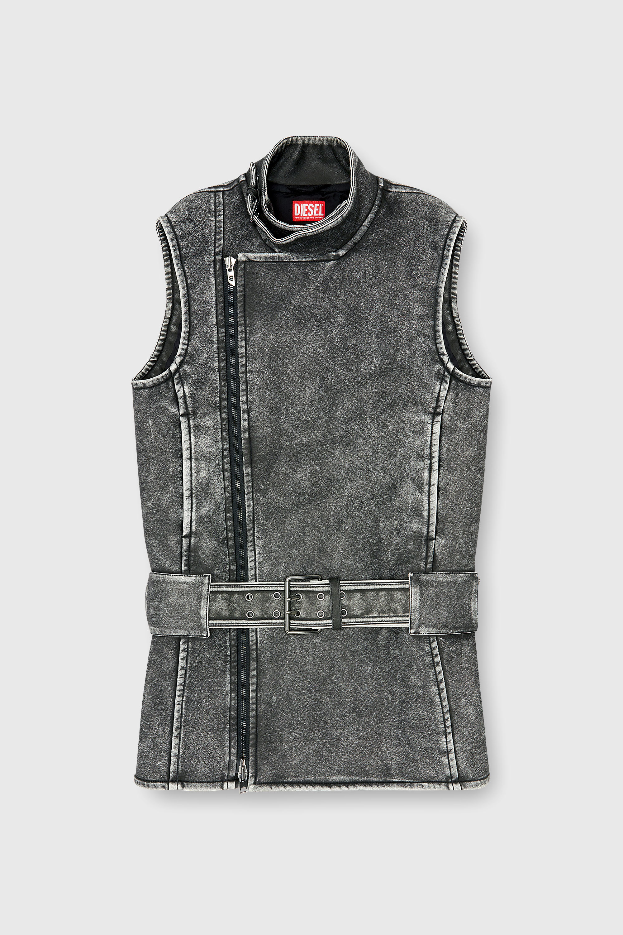 Diesel - D-IKE, Abito mini stile biker con cintura Donna in Grigio - 2