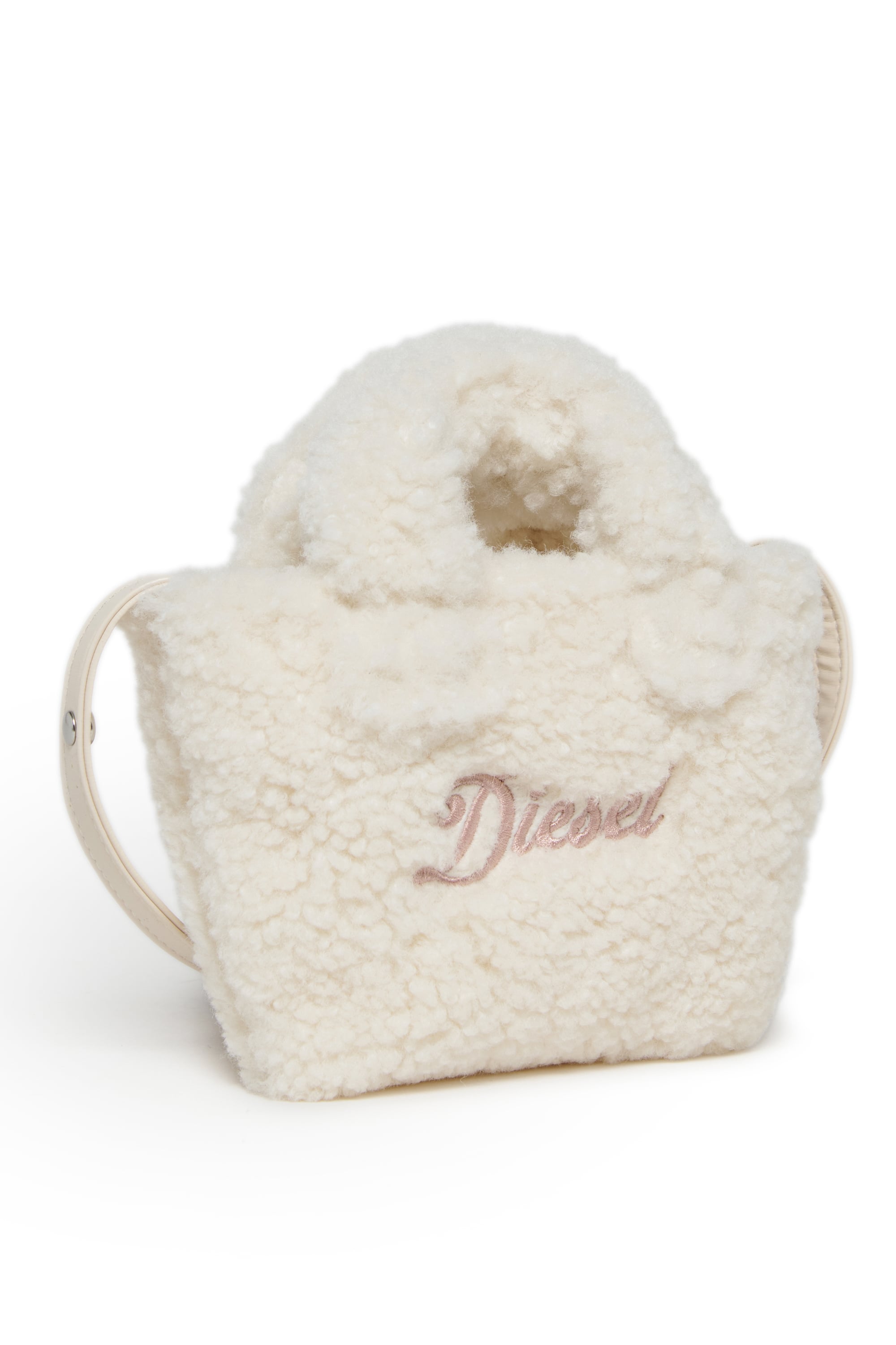 Diesel - WIXIT, WIXIT - Mini bag in teddy fleece Donna in Bianco - 3