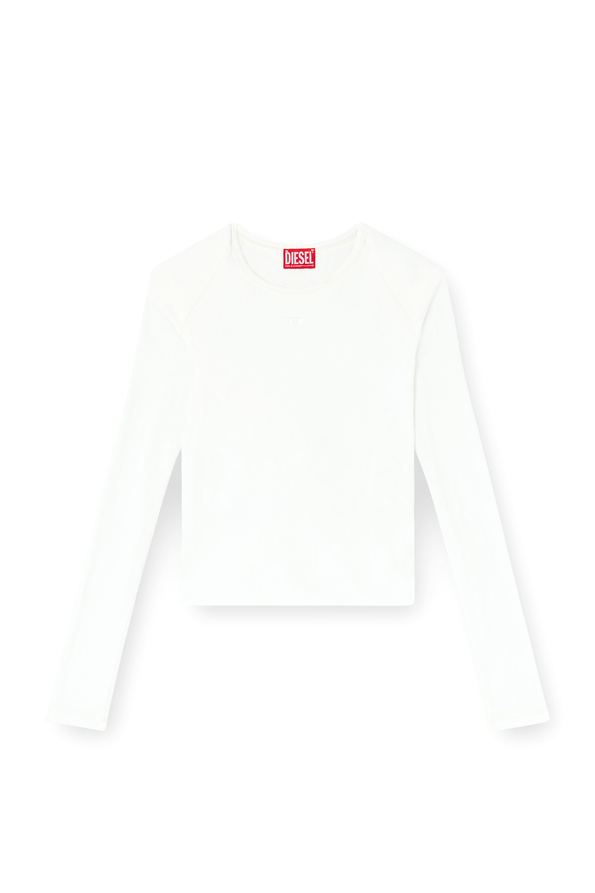 Diesel - T-ASAY-PL, T-shirt a manica lunga in jersey a doppio strato Donna in Bianco - 2