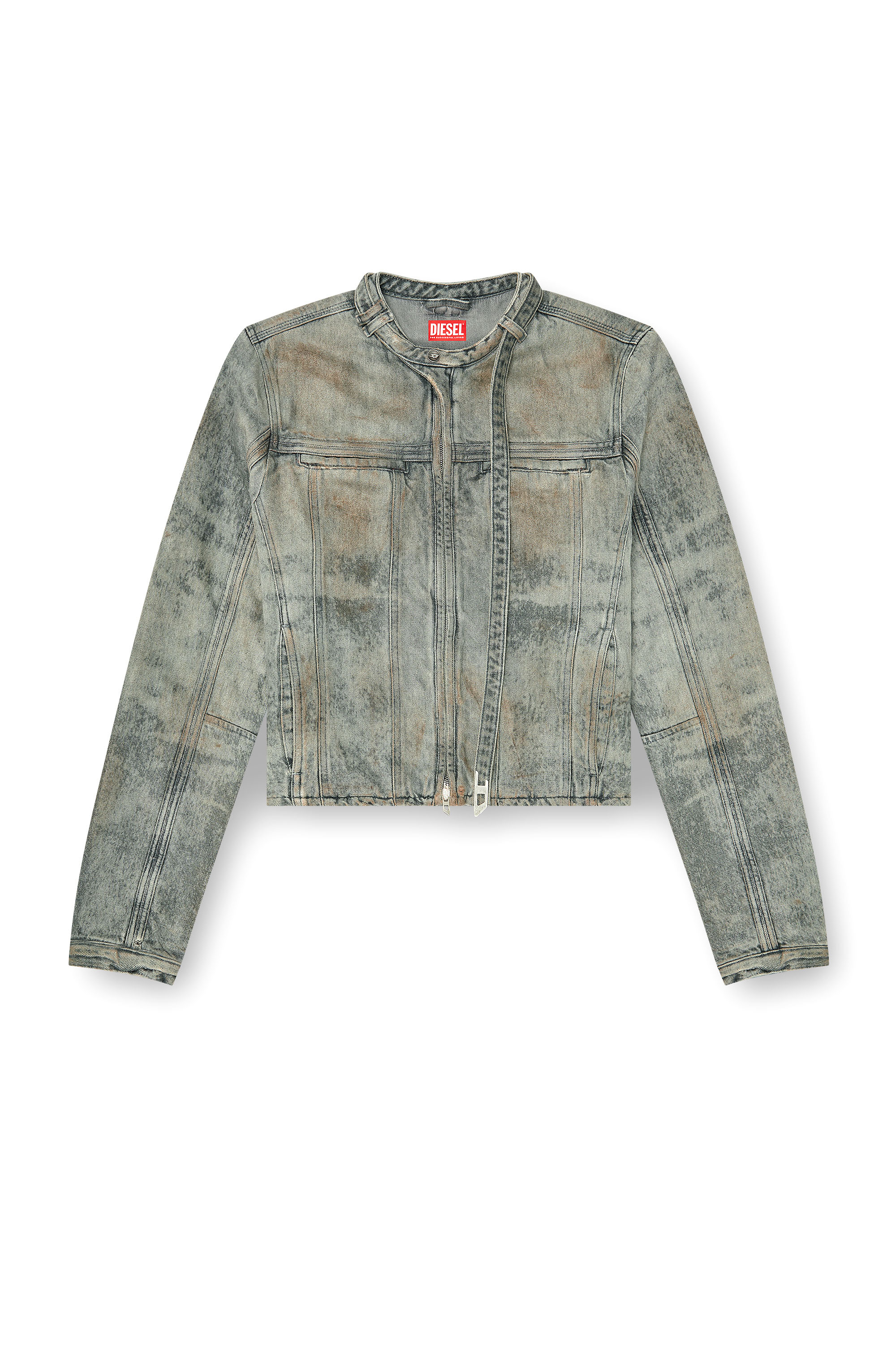 Diesel - D-VULMAR-FSI, Giacca in satin denim di cotone e canapa Uomo in Grigio - 3