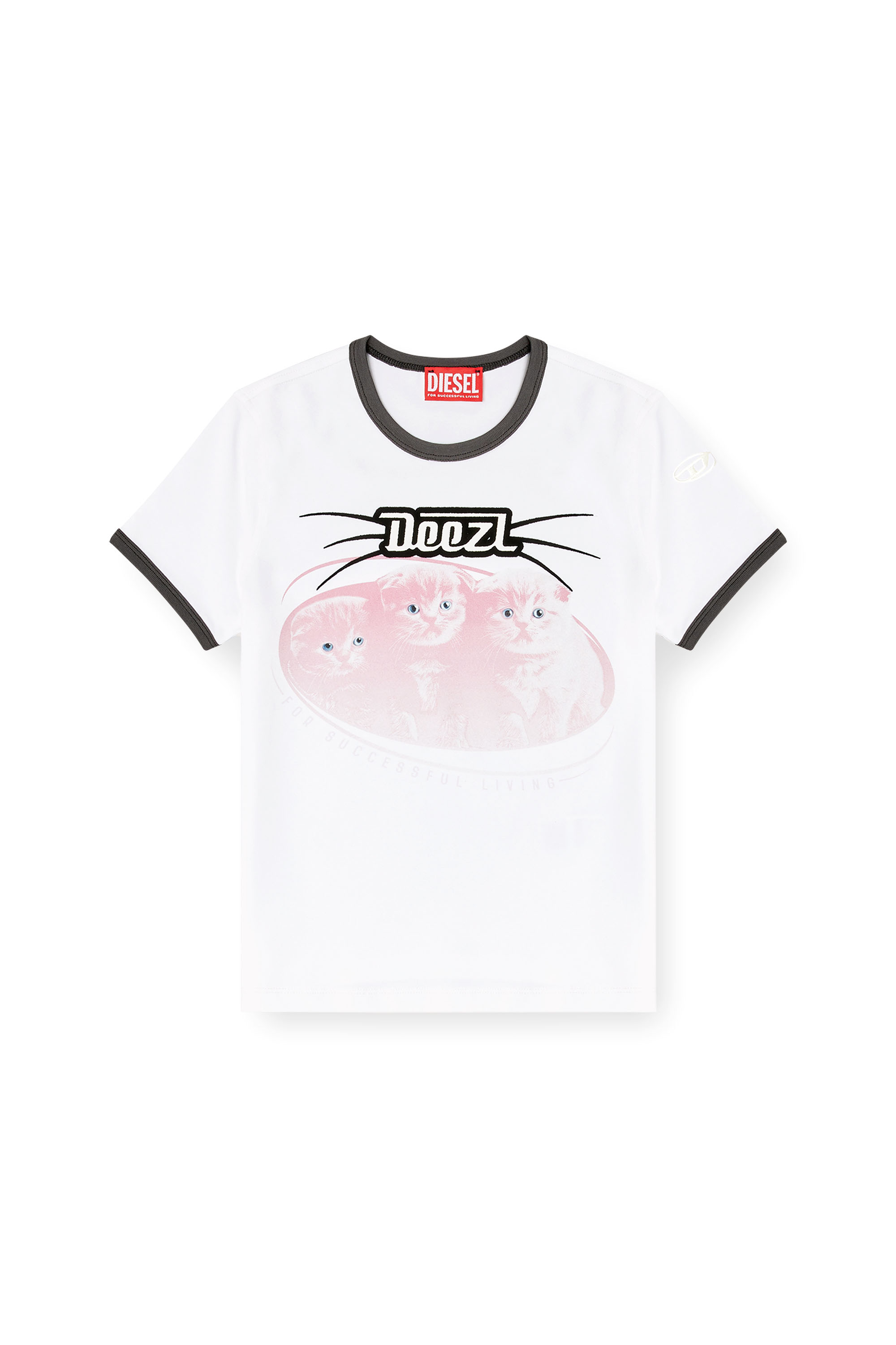 Diesel - T-UNCUTIES-LONG-R13, T-shirt cotone con stampa flock Donna in ToBeDefined - 3