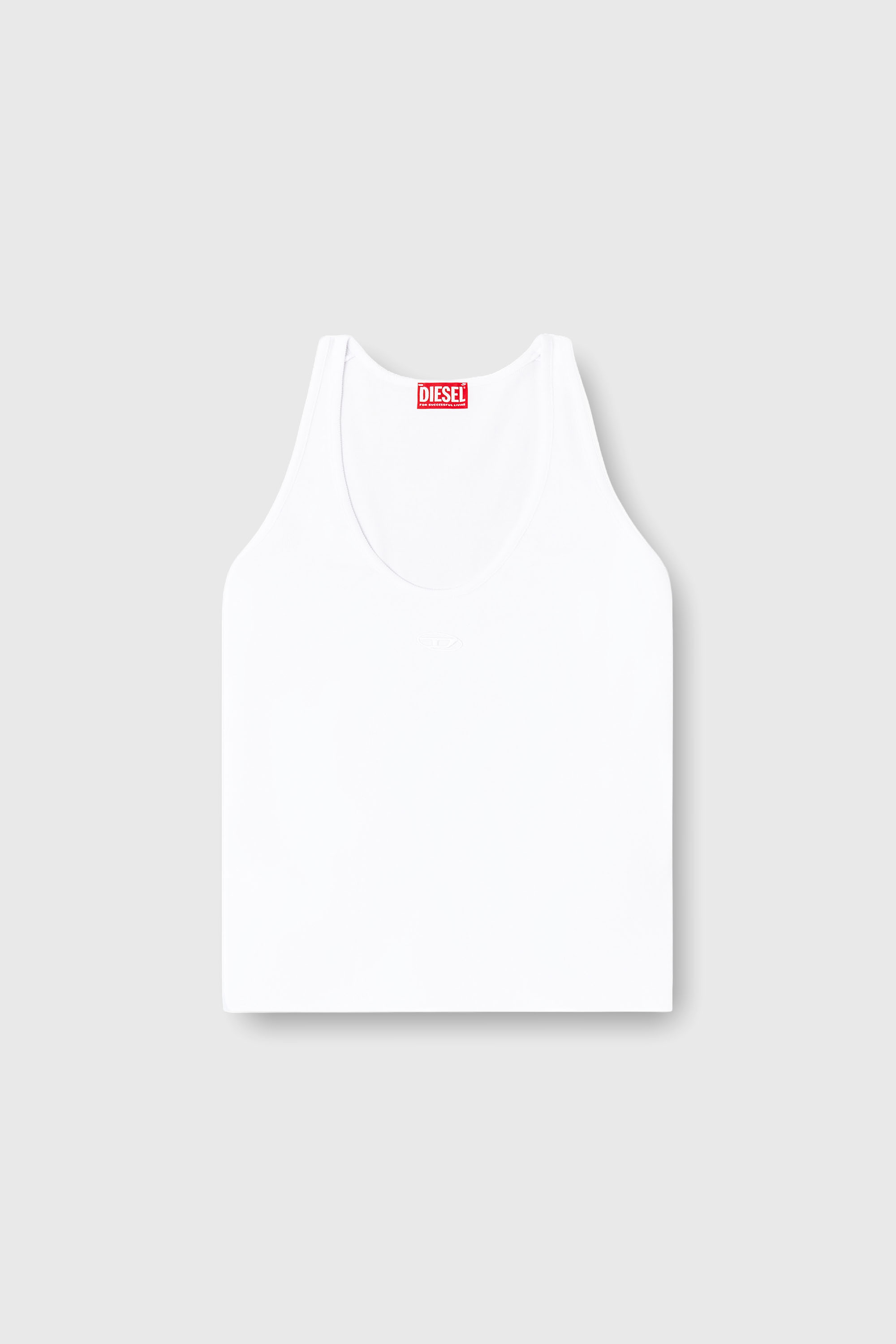 Diesel - T-IPSYA-LKDS, Canotta a costine con Oval D Donna in Bianco - 2